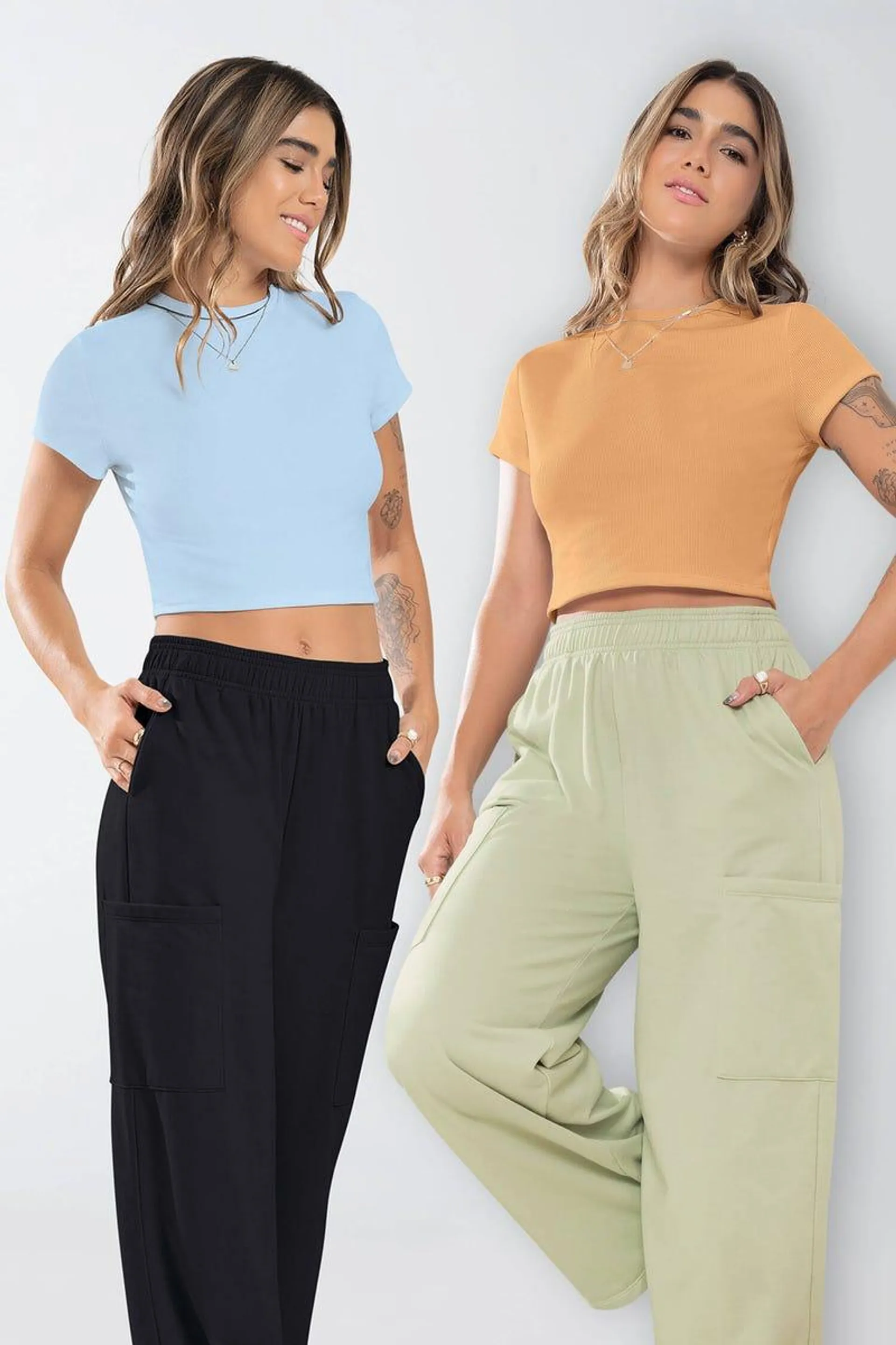 CROP TOP X 2 MANGA CORTA Multicolor