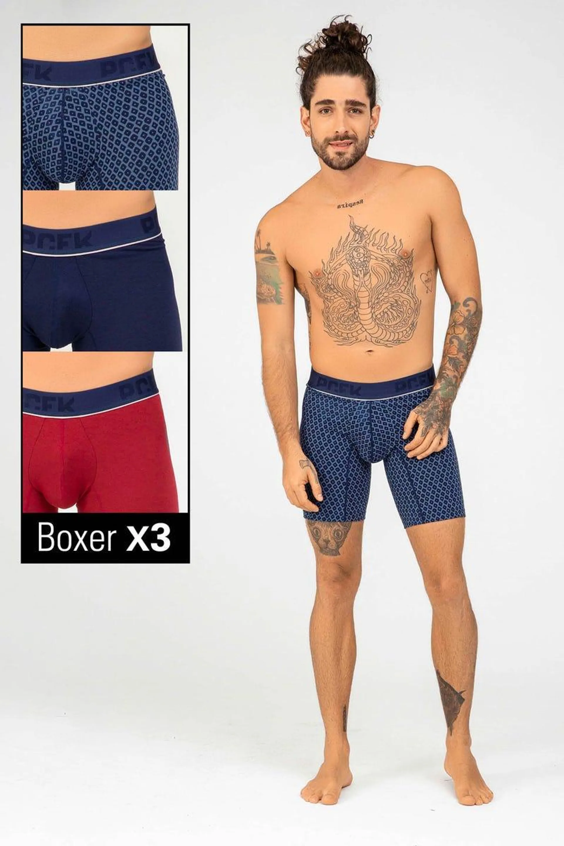 BOXER X 3 AJUSTADO Multicolor