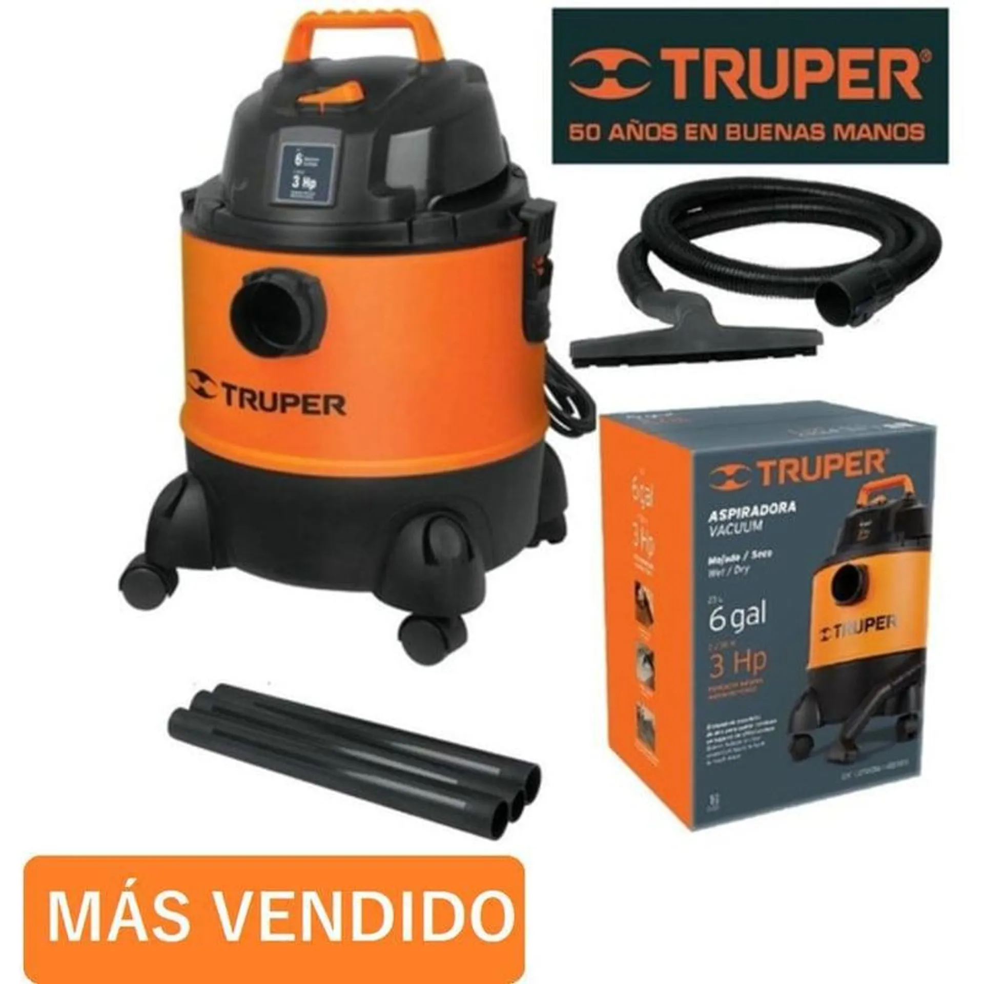 Aspiradora truper 3 hp 6 gls sopladora para humedo y seco