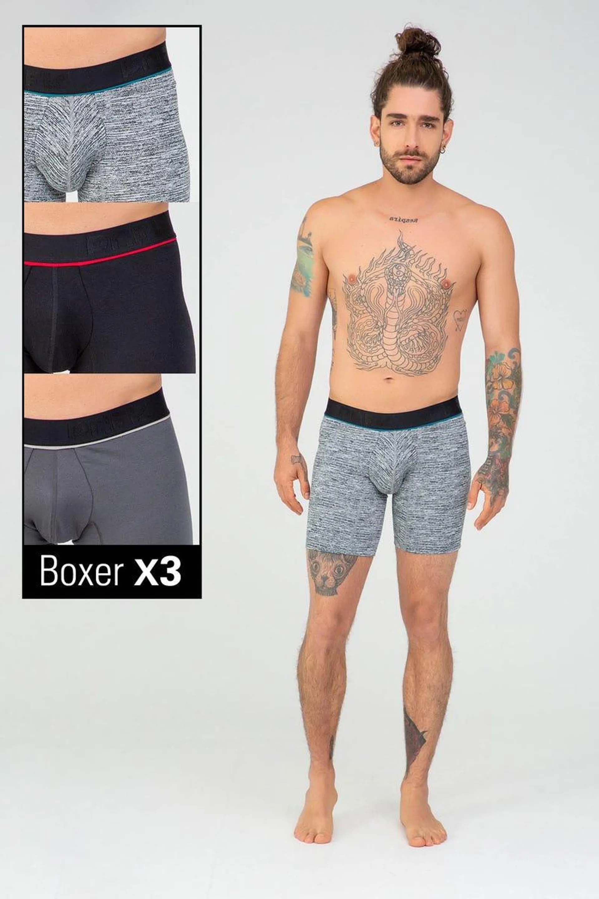 BOXER X 3 AJUSTADO Multicolor