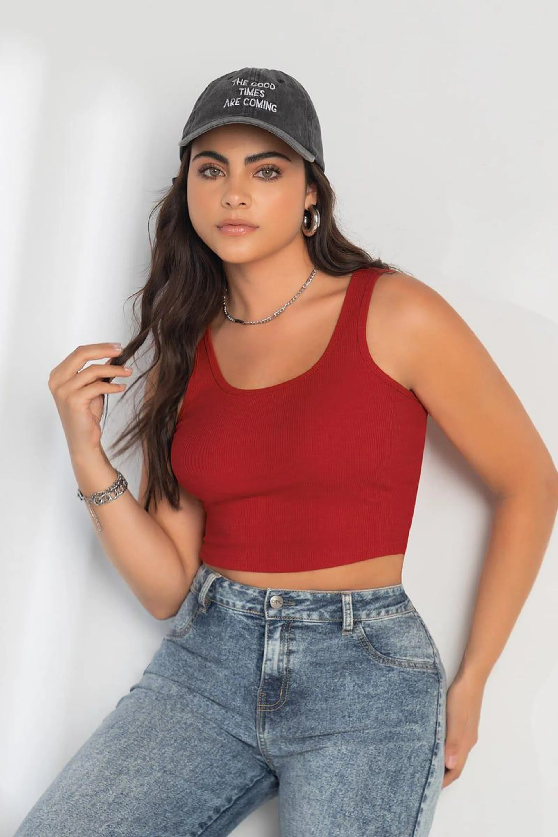 CROP TOP MANGA SISA Rojo