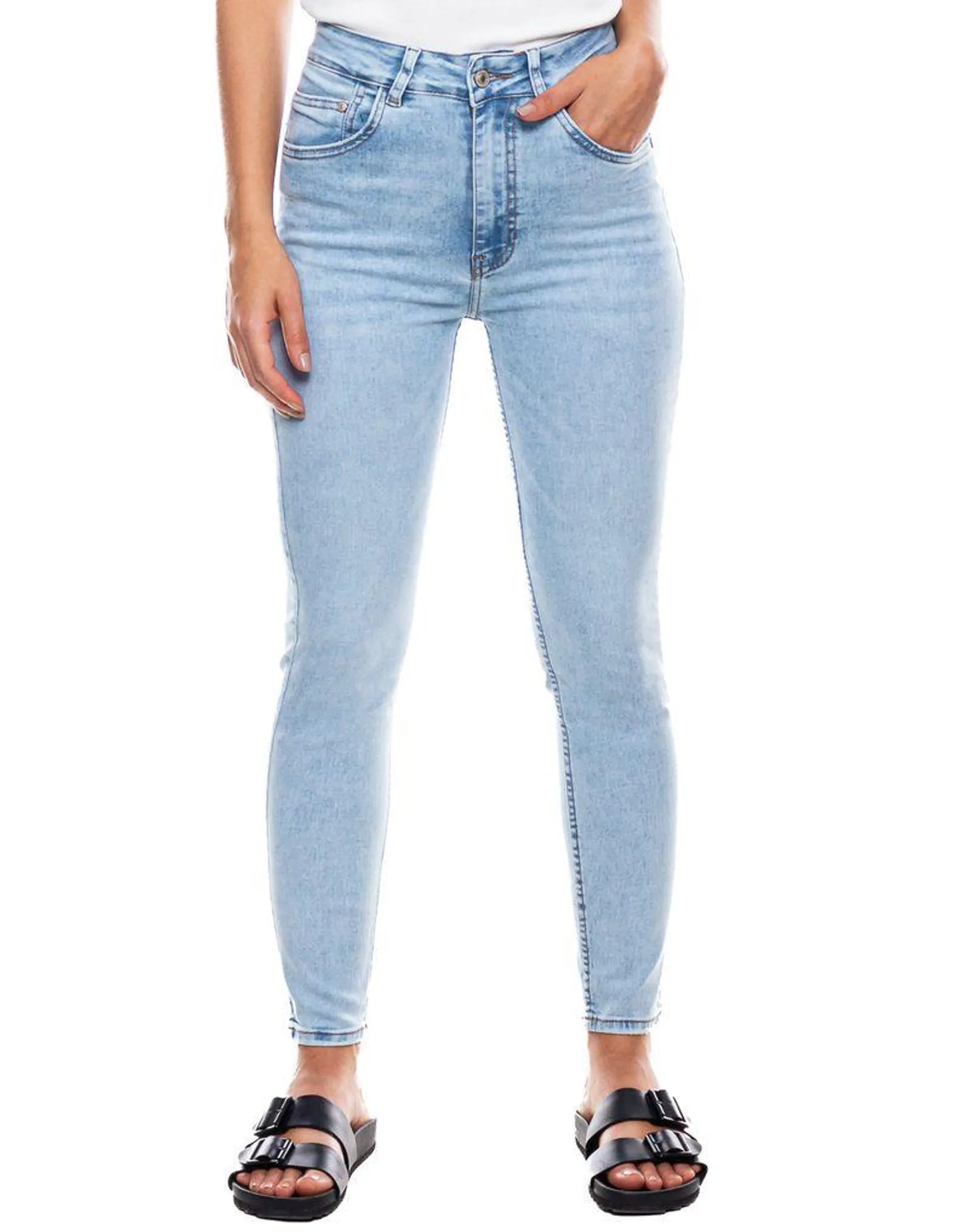 High Waist Skinny Fit Jeans Tono Claro