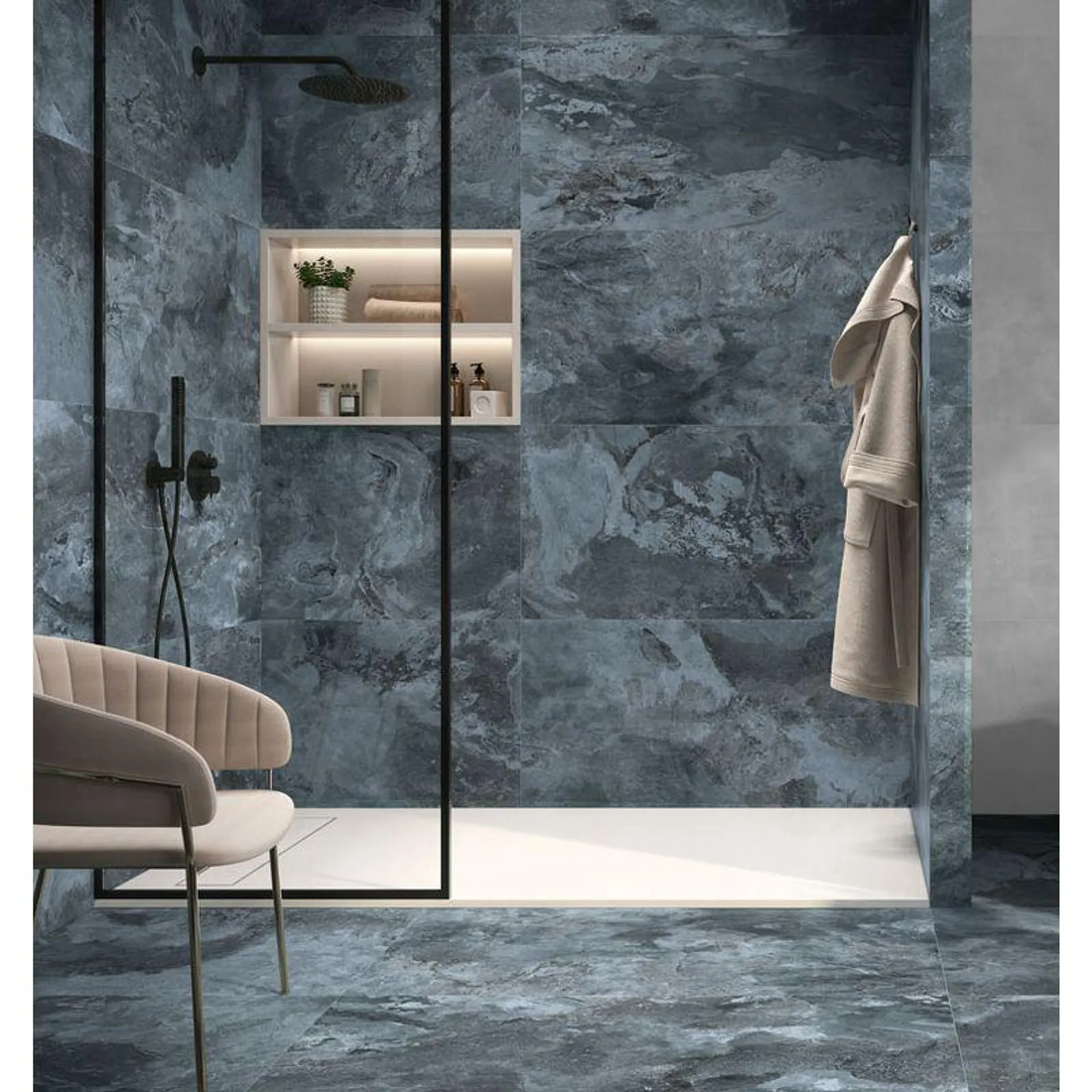 Porcelanato Para Piso Y Pared Estilo Piedra Slate Way 60x120 Azul