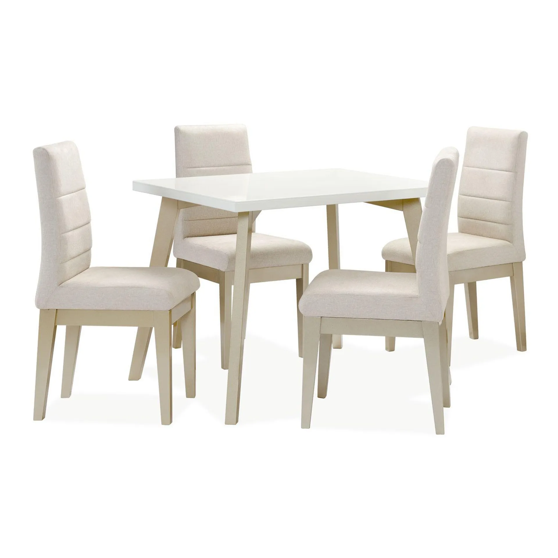 Comedor 4 Puestos Megan Velvet Tulsa Beige, Champaña