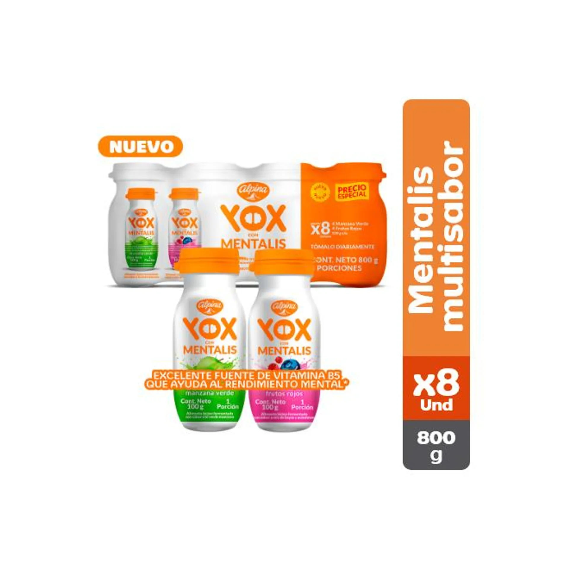 Yox con Mentalis Multisabor x8 Und Botella 100 g