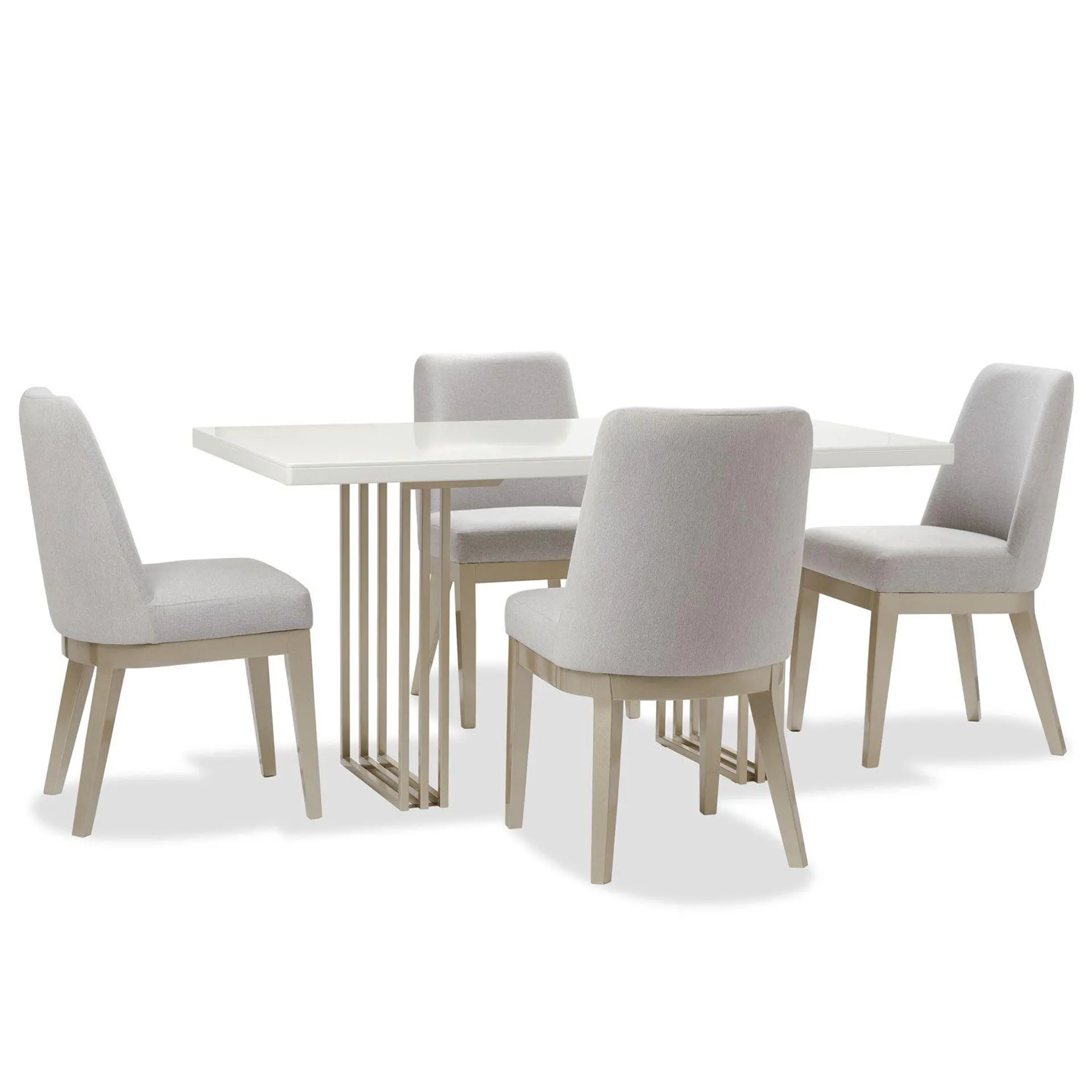 Comedor 4 Puestos Rieli Microfibra Atlanta Beige, Champaña