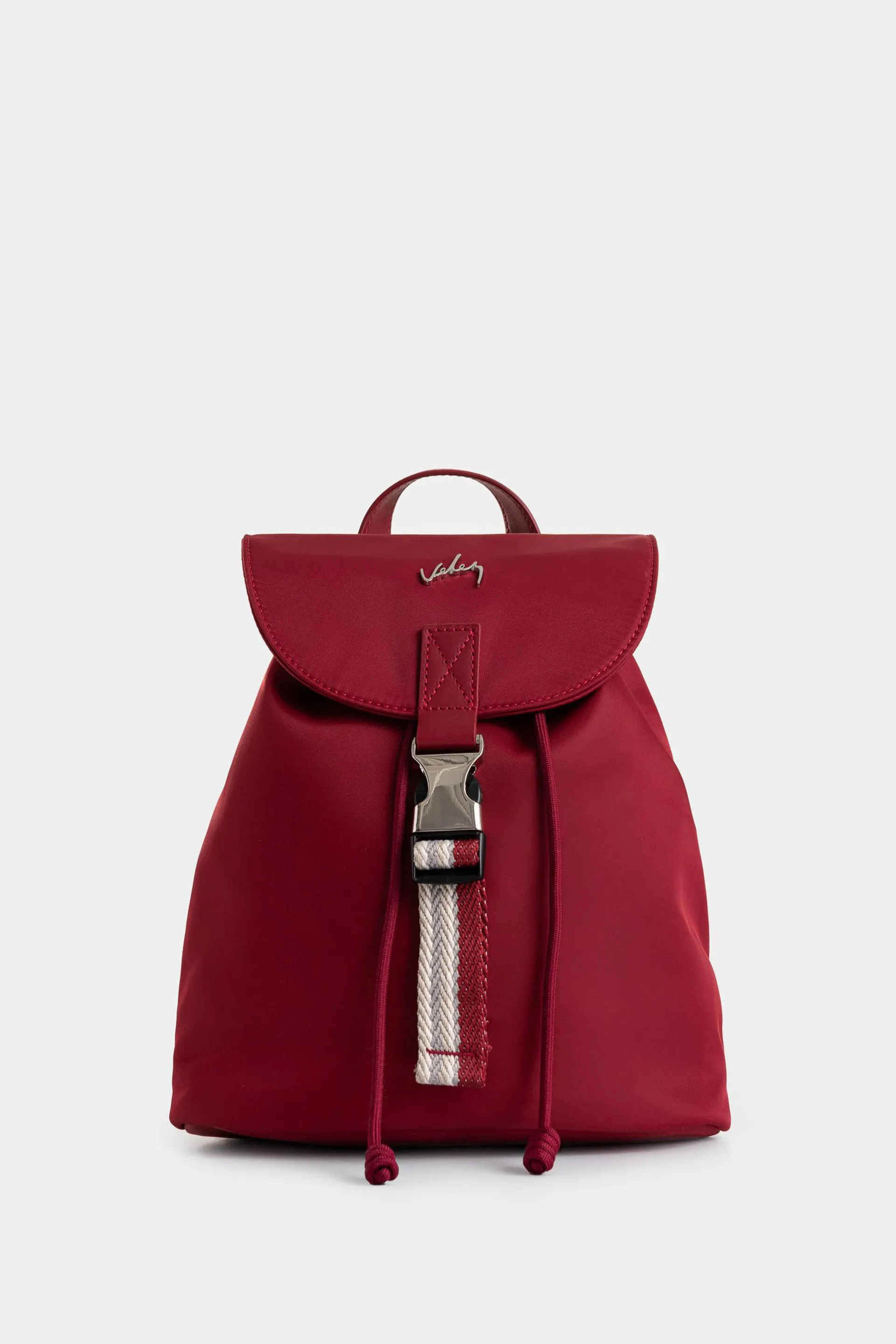 Morral Elora mini en lona y cuero para mujer detalle contraste