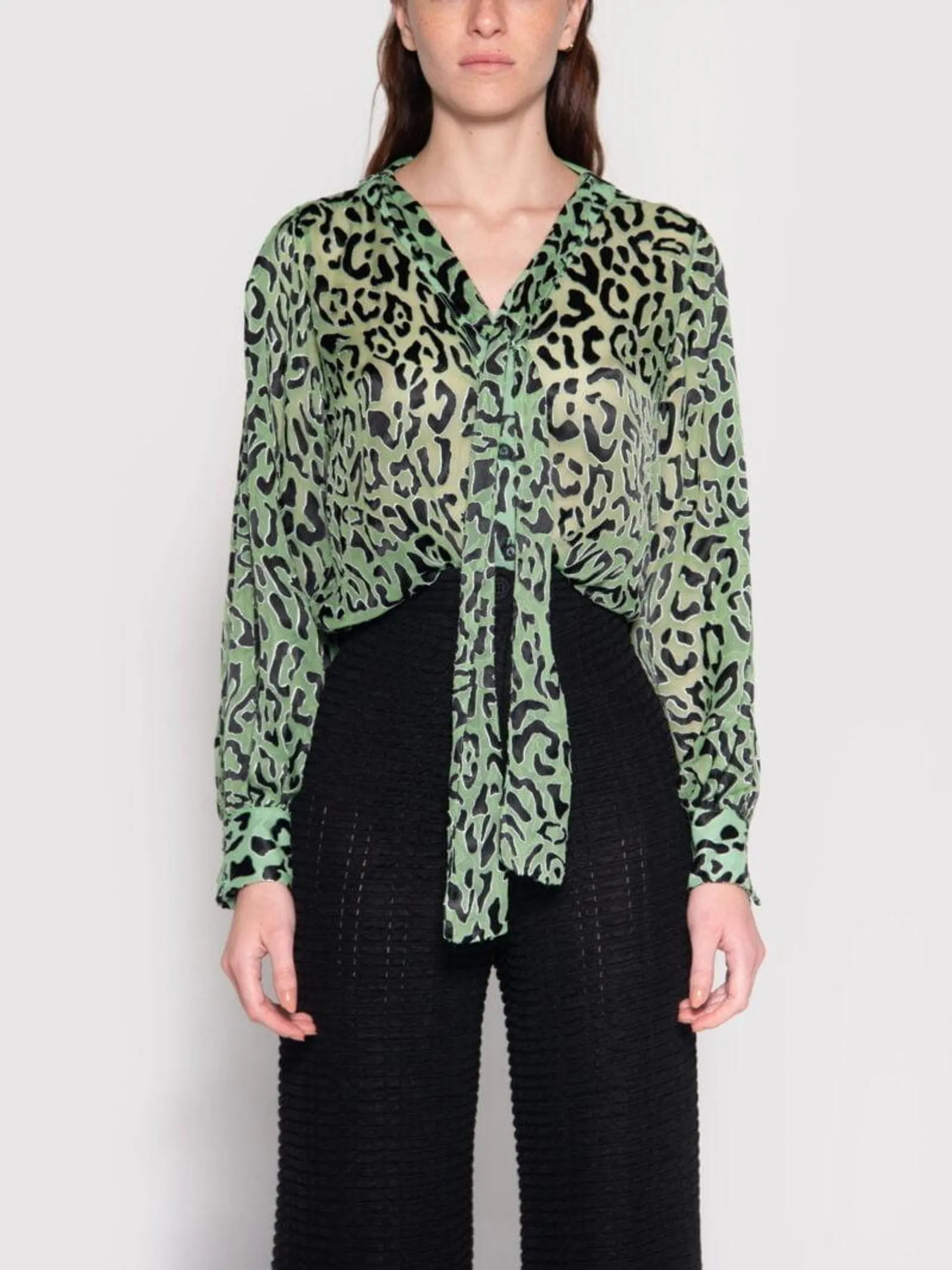 ASTERIA BLOUSE GREEN LEOPARD