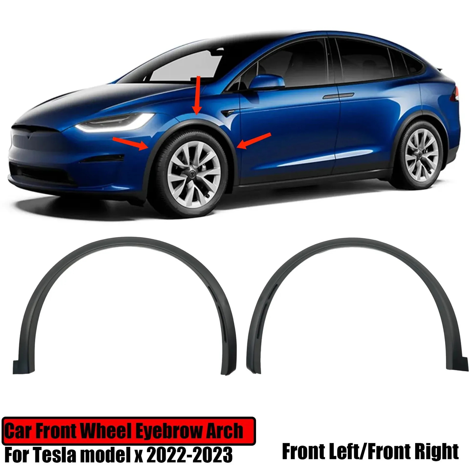 Car Front Wheel Eyebrow Arch For Tesla Model X 2022 2023 2024 Flare Fender Molding Trim Left Right 1078207-00-F 1078209-00-F