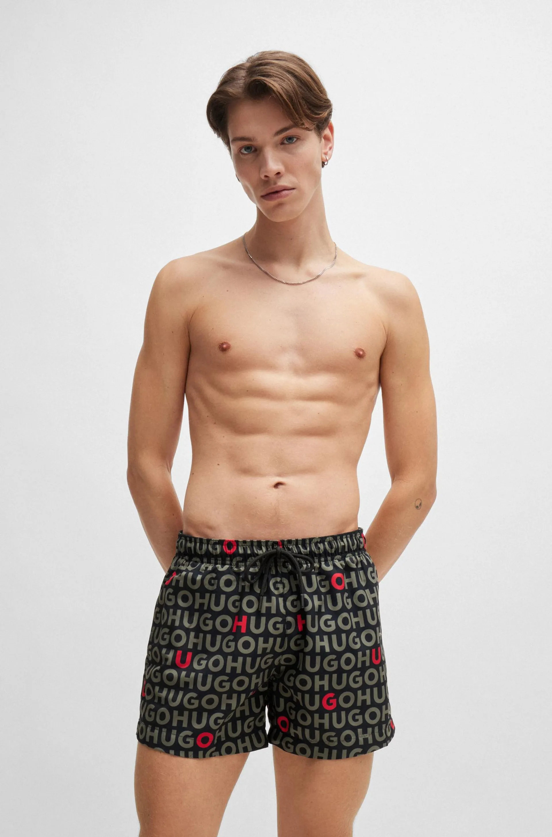 Traje De Baño Tipo Shorts Con Logo Estampado Hombre