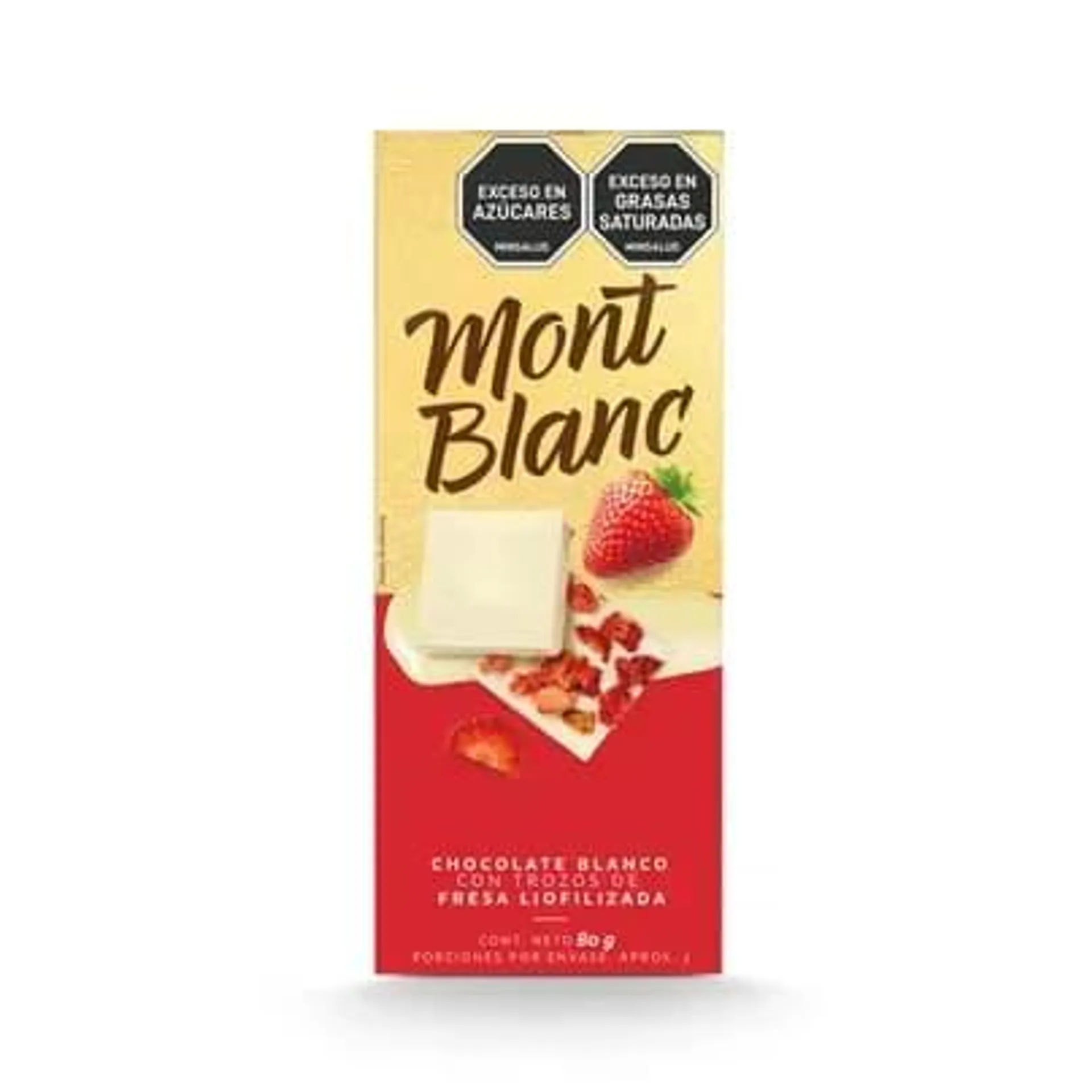 Chocolatina Montblanc chocolate blanco trozos de fresa x 80g