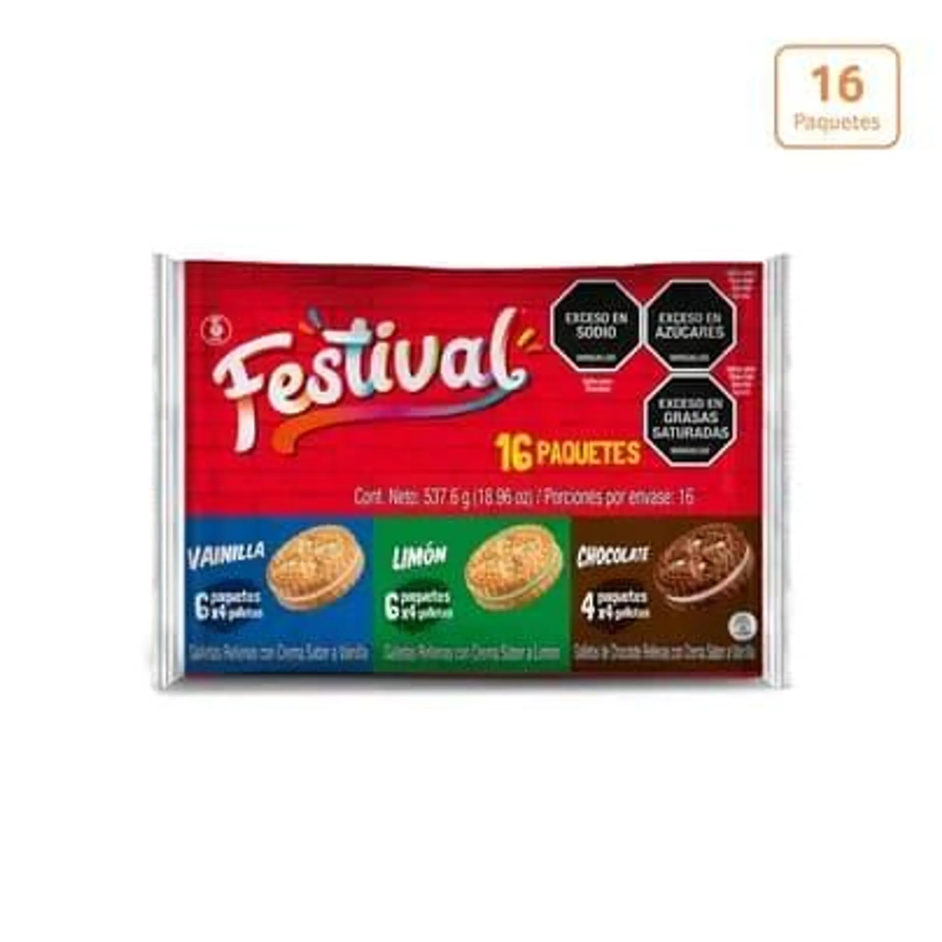 Galletas Festival Surtido x 537.6g x 16 Paquetes