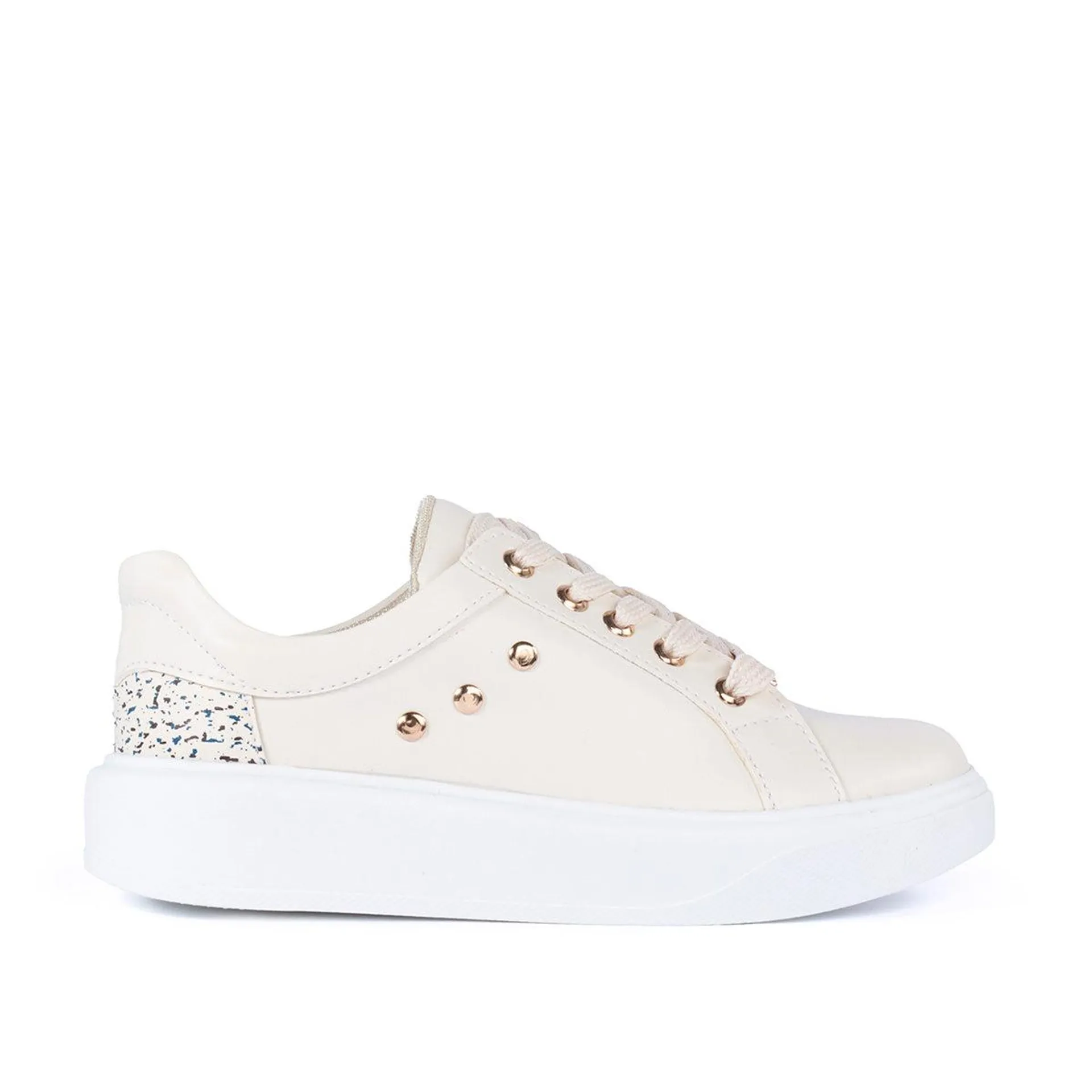 Tenis casuales color beige con taches