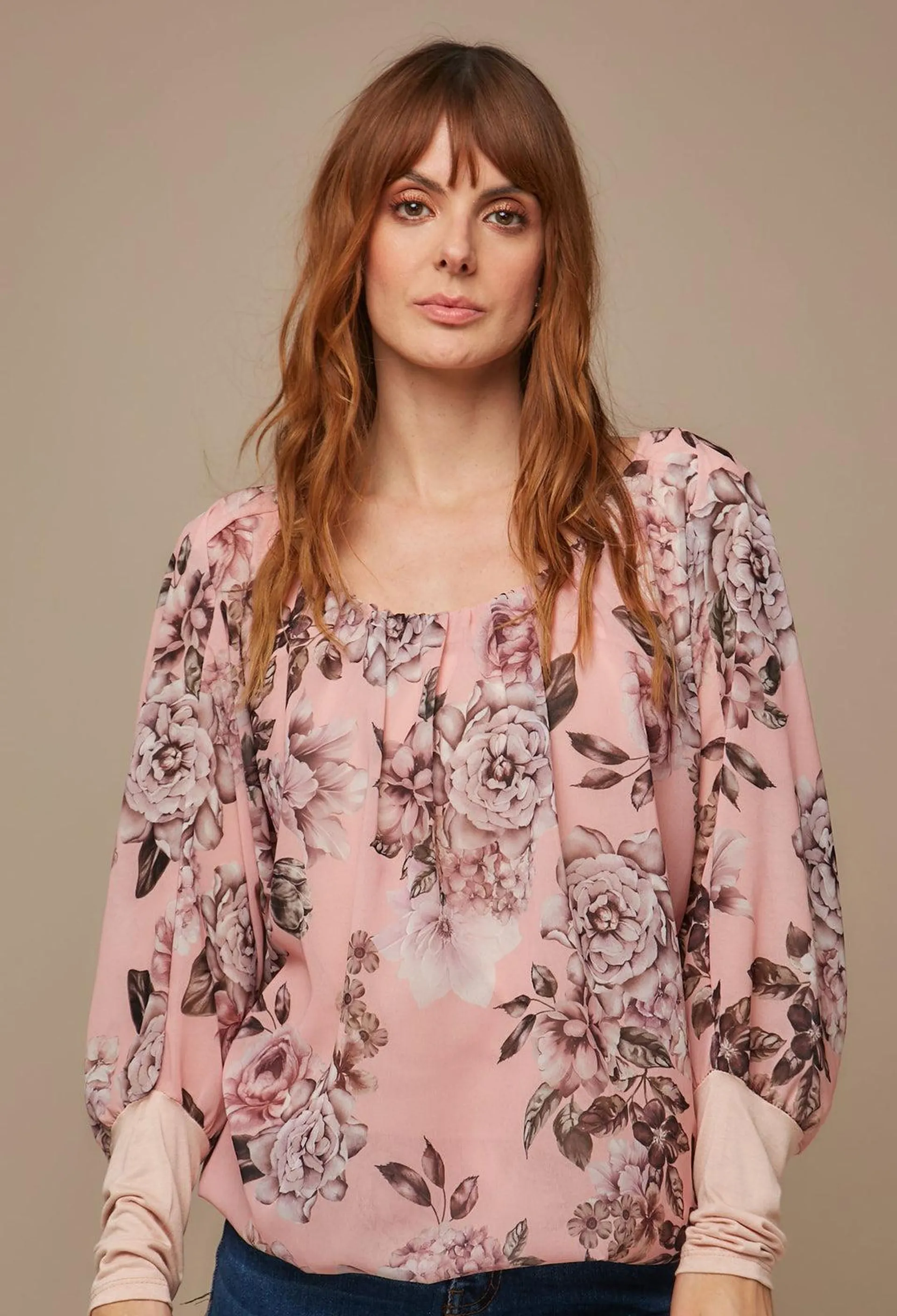 Blusa Manga Larga Flores Mujer - SALE