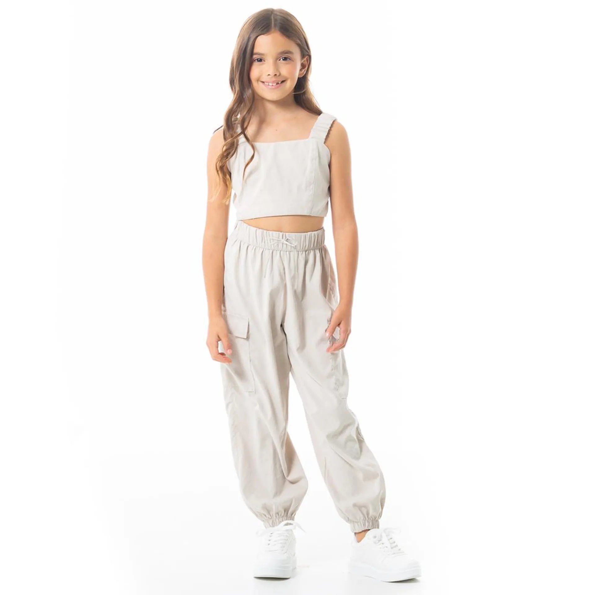 CARGO PANTS WITH TAPERED LEG FOR GIRLS