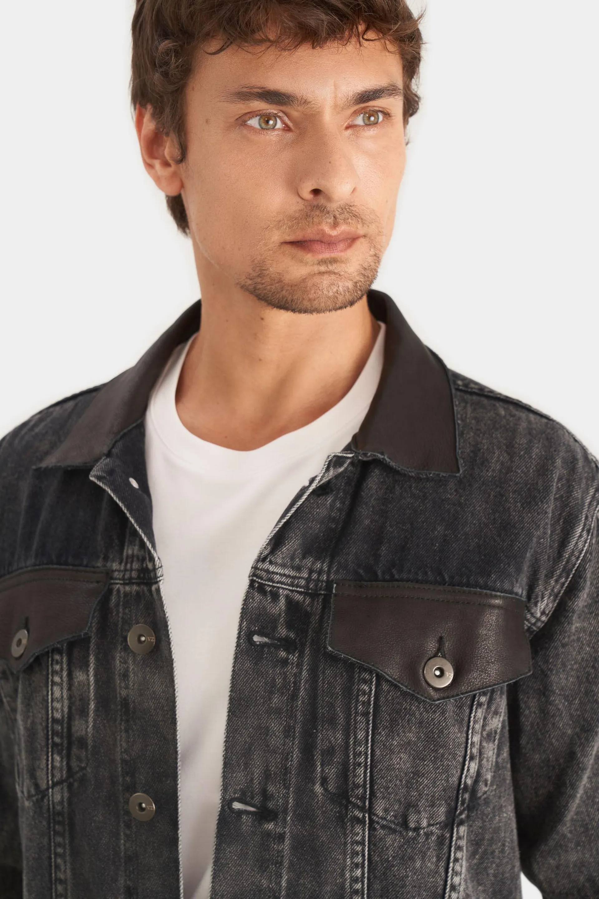 Chaqueta trucker para hombre piezas en cuero