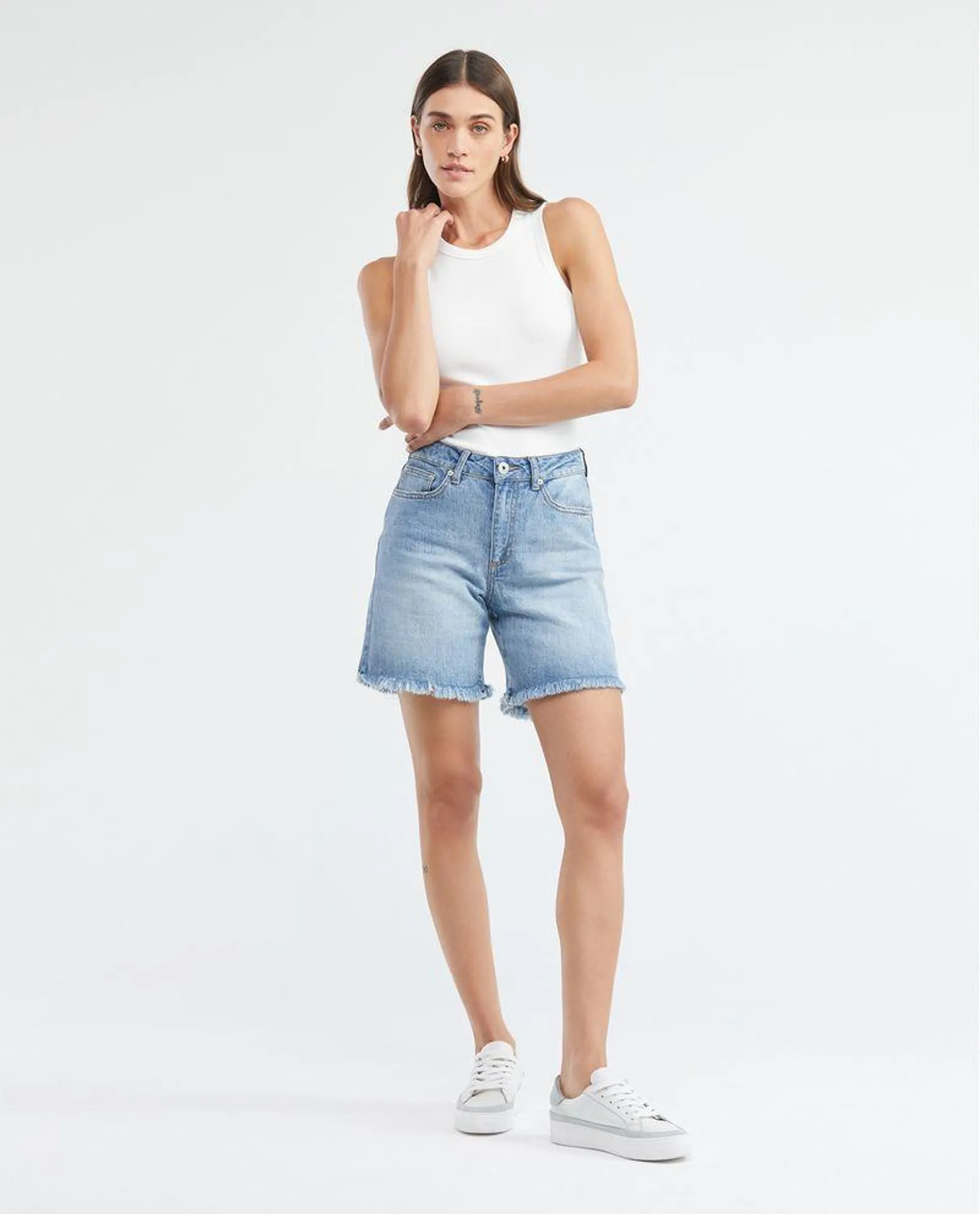 Short de Mujer en Denim, High Rise - Azul Medio