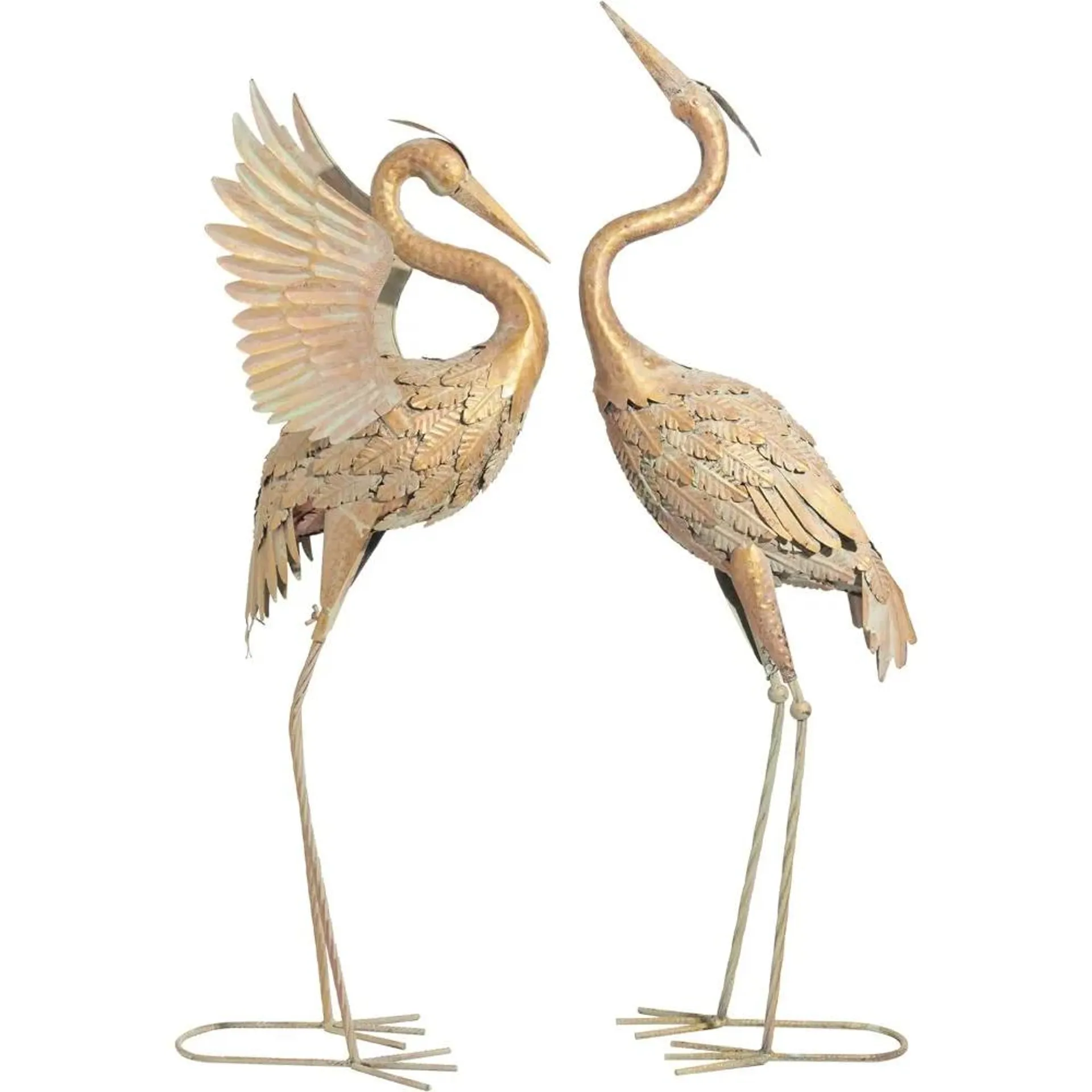 Yard Decorations Outdoor Garden Statues, Gold Metal Crane Yard Art, 33-39inch Lawn Ornaments for Backyard