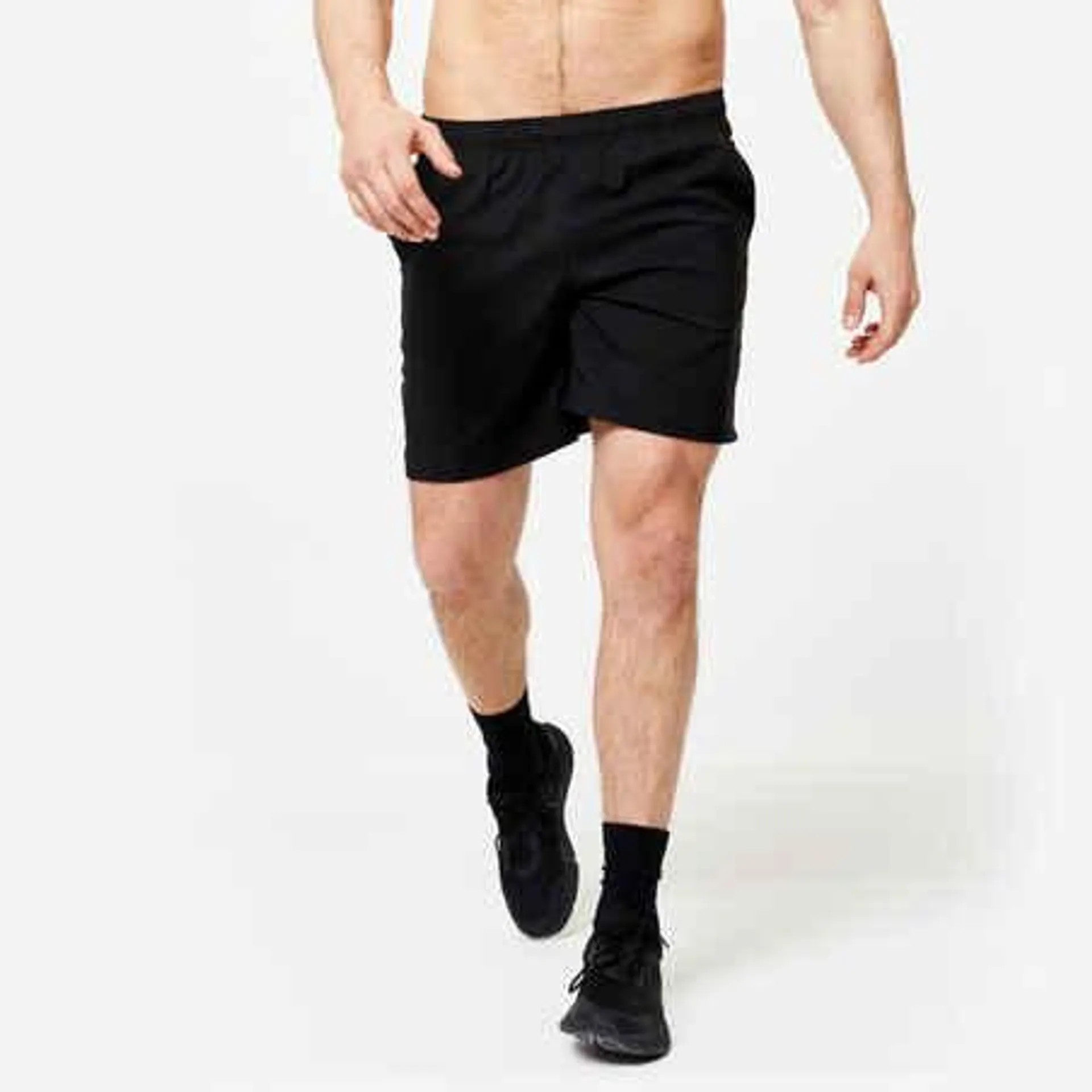 Pantaloneta de fitness con bolsillos para Hombre Domyos 100 negro