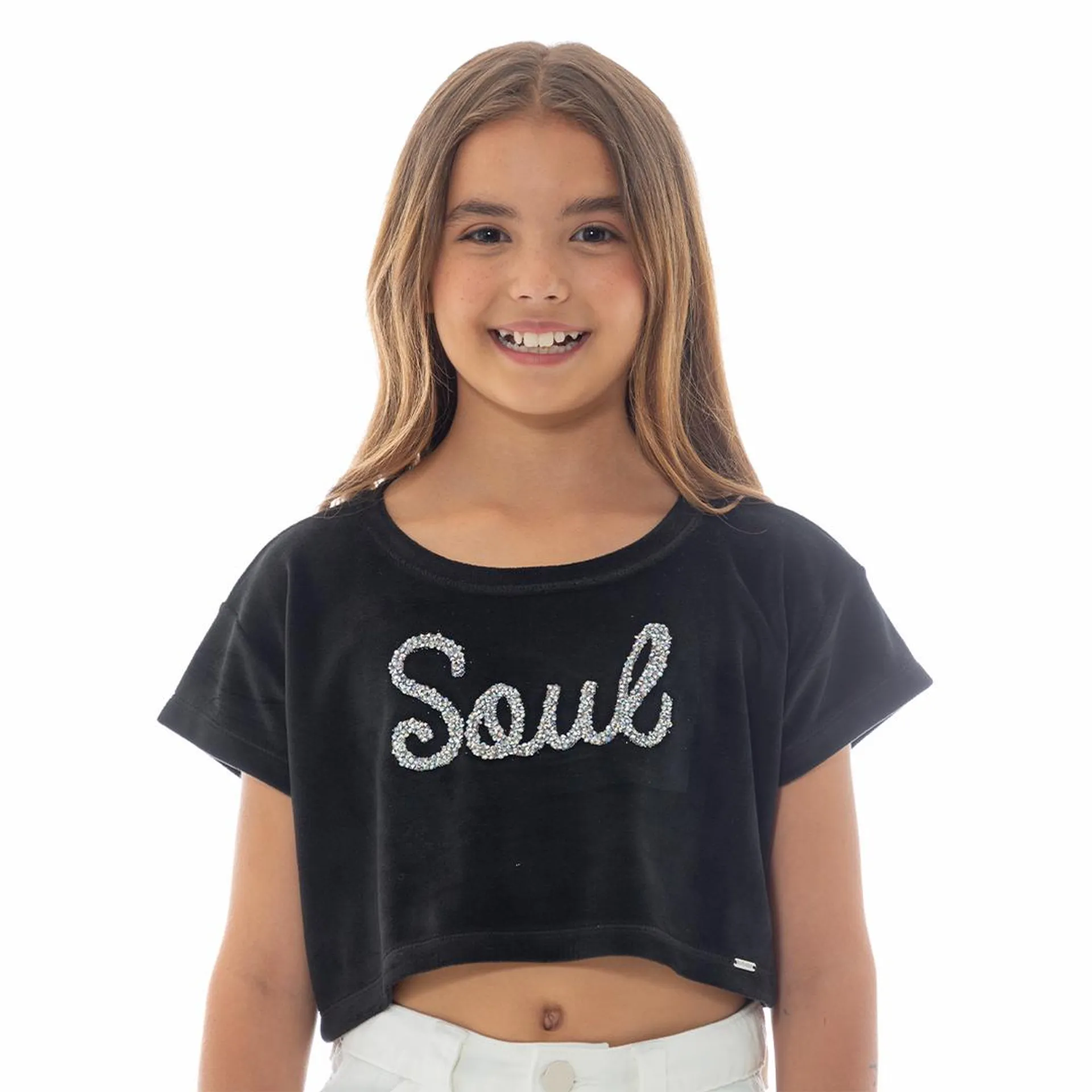 BLACK VELVET T-SHIRT FOR GIRLS