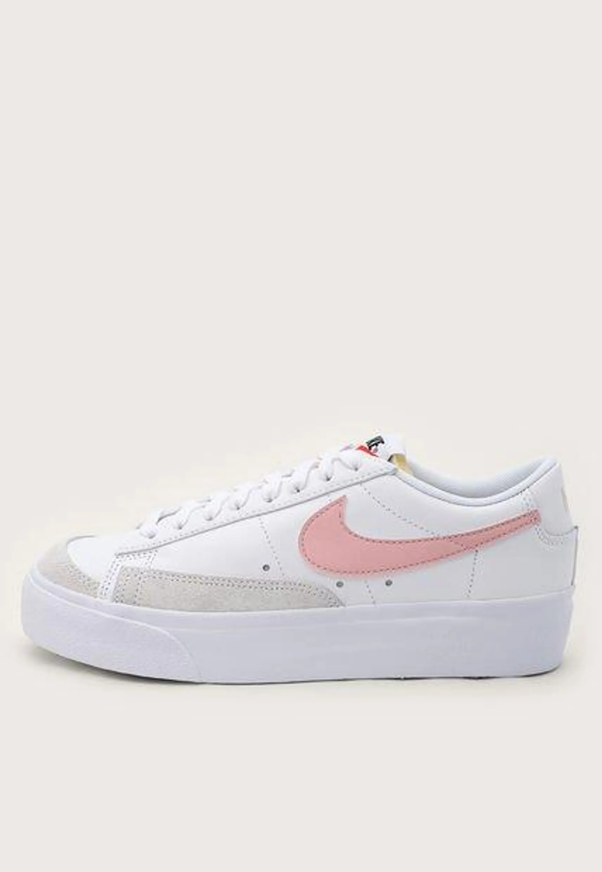 Tenis Lifestyle Blanco-Rosa-Gris Nike Blazer Low Plataforma