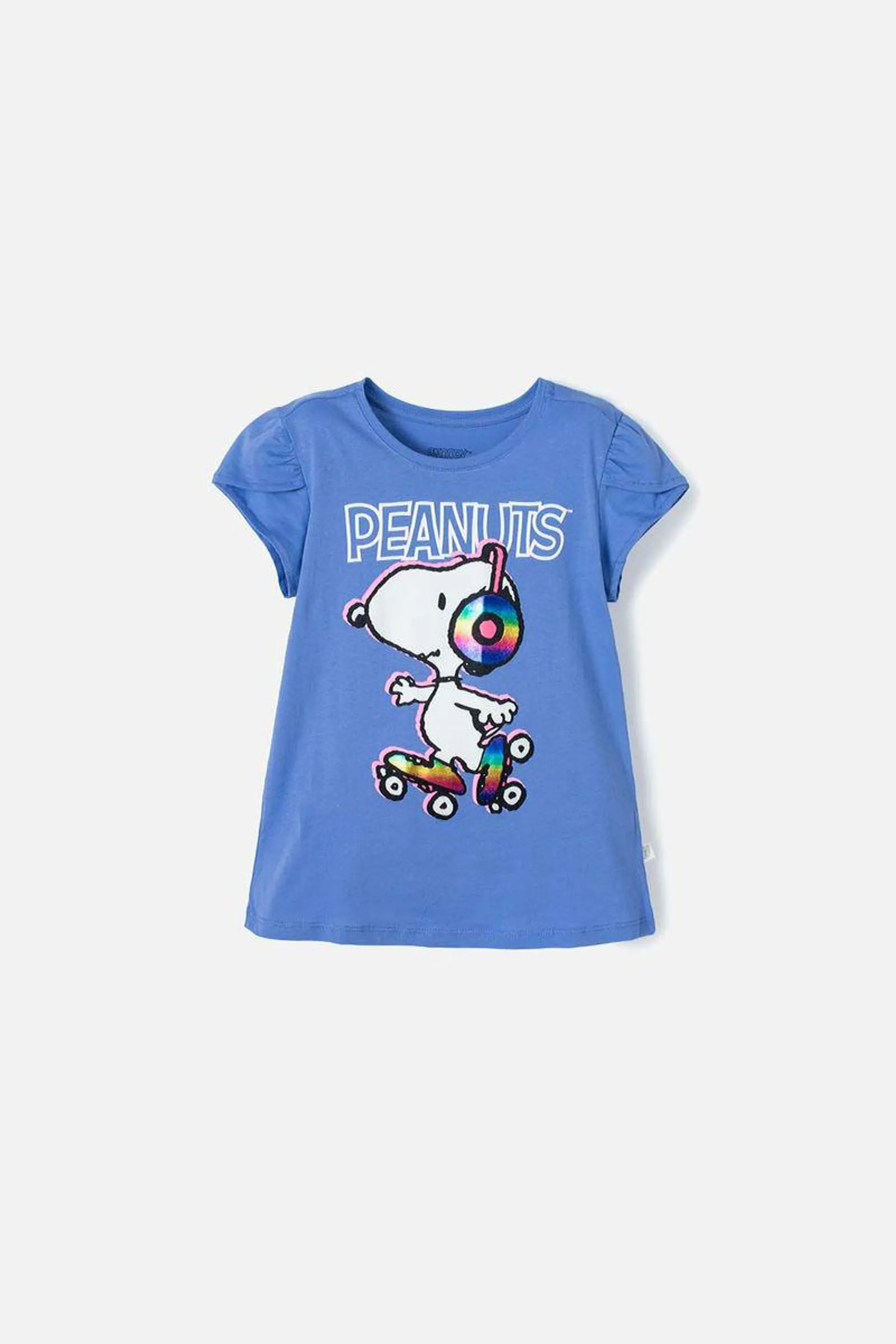 Camiseta de Snoopy azul manga corta de niña