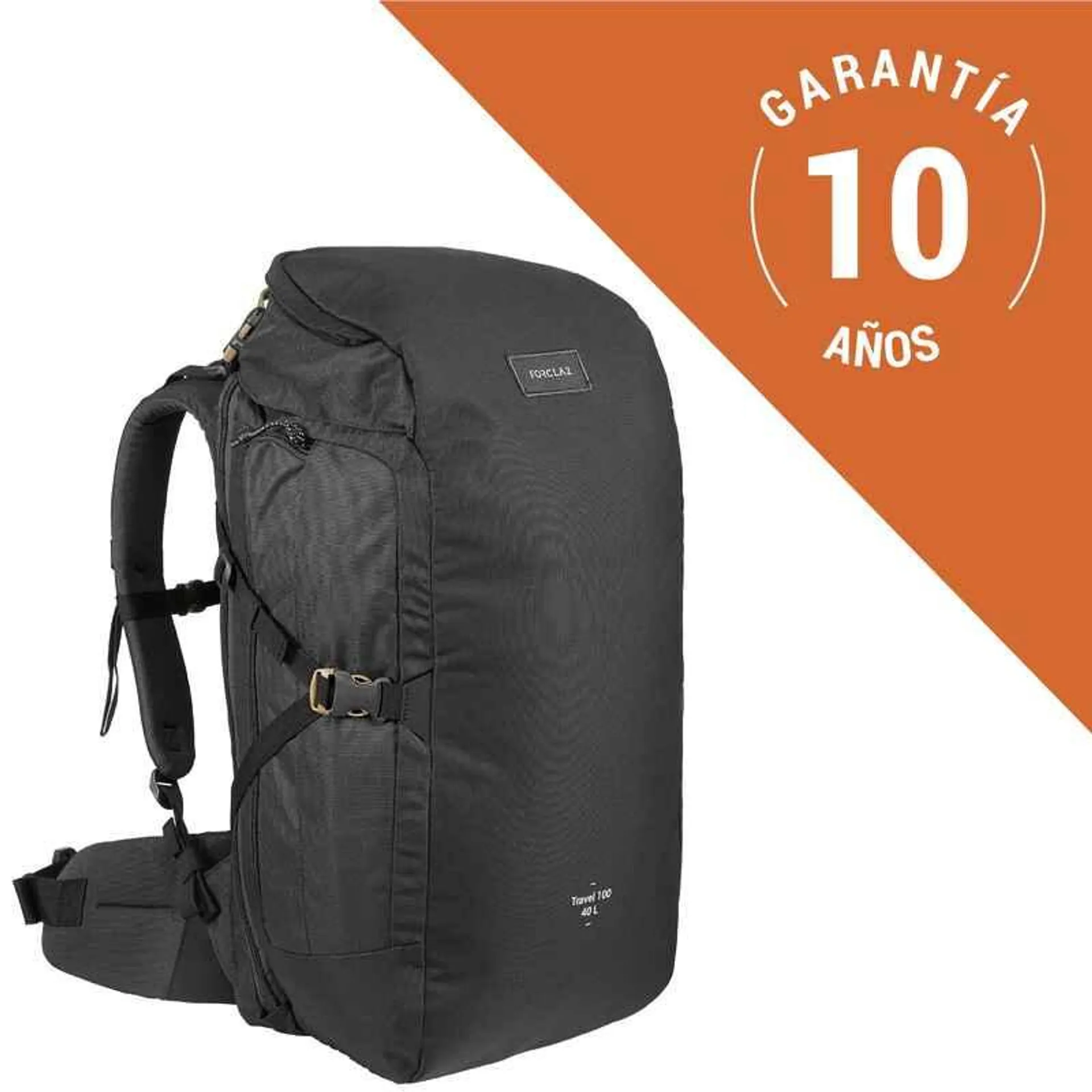 Morral de 40 litros para trekking de viaje equipaje de mano Forclaz negro