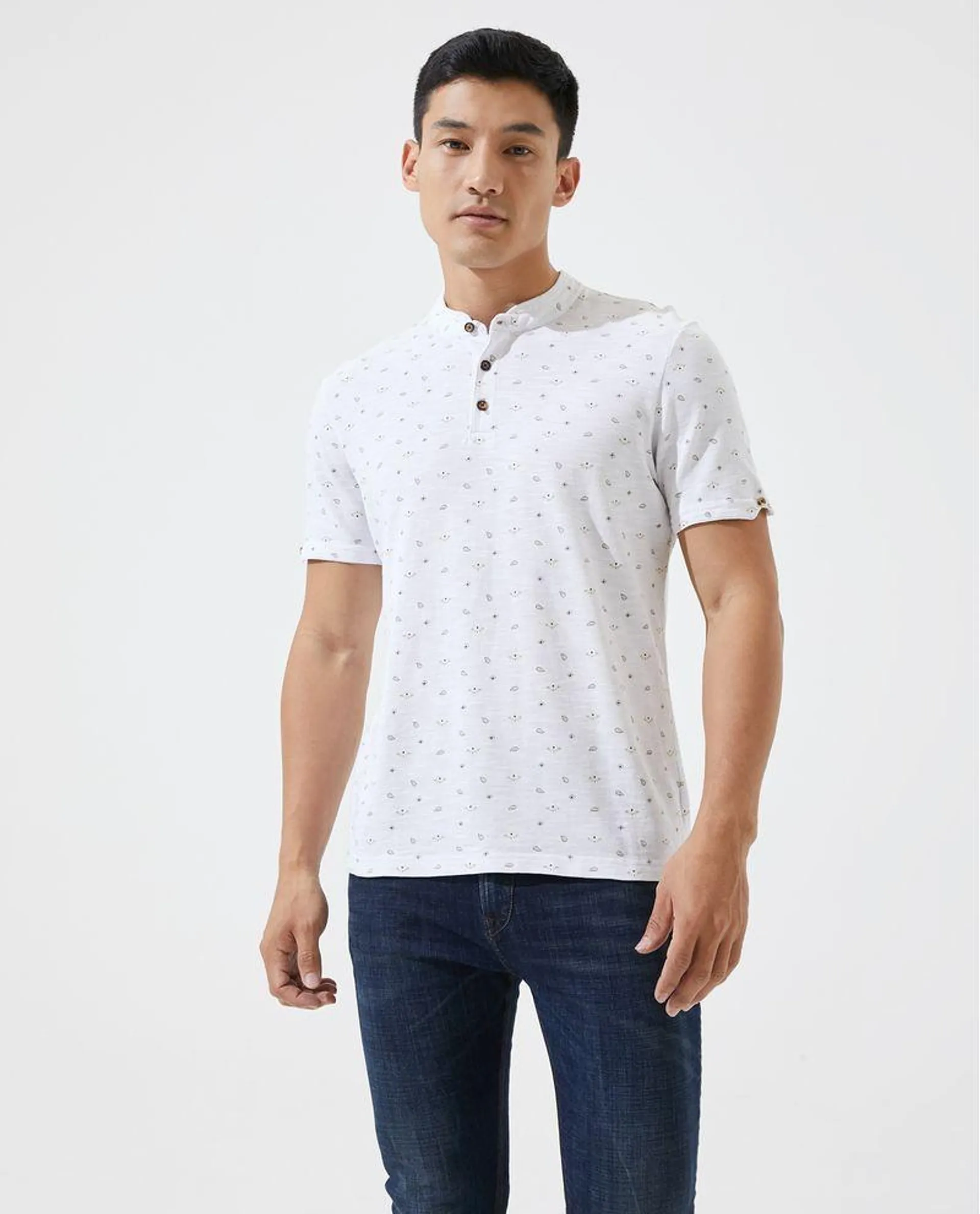 Camiseta tipo polo estampado miniprint para hombre