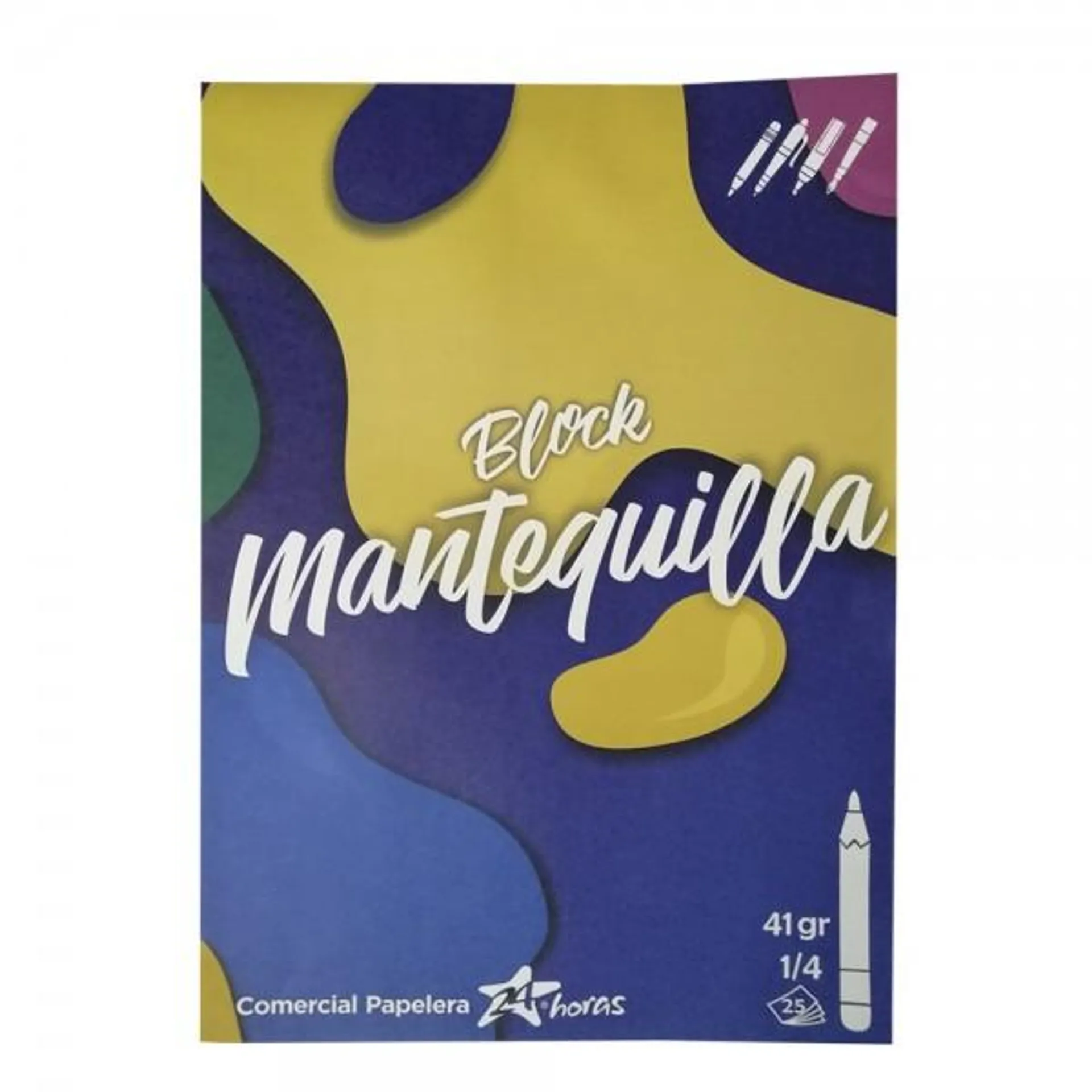 Block Comercial Papelera 1/4 Papel Mantequilla 41gr x25hjs