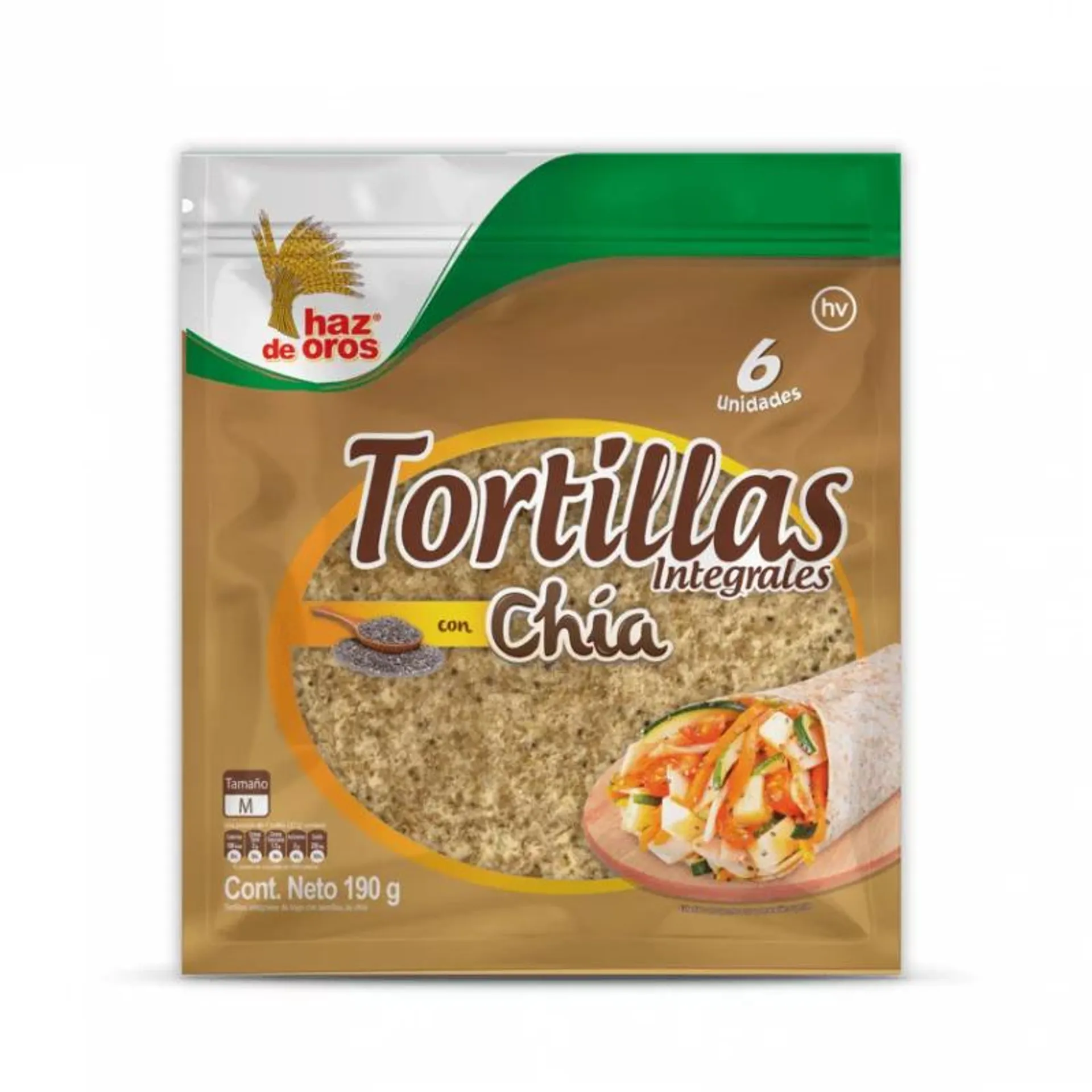 Tortilla Haz De Oros Integral Chia 190 g