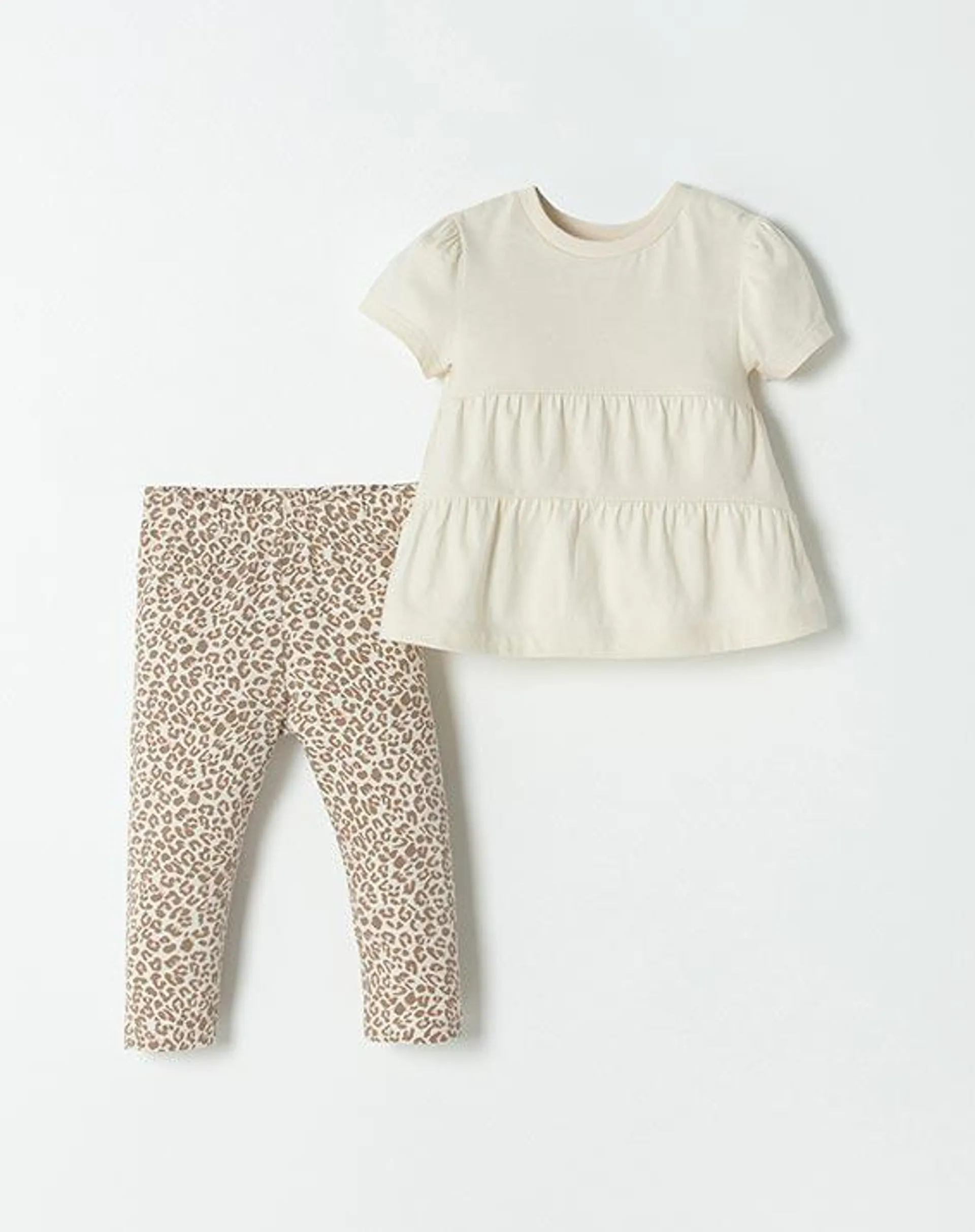 conjunto camiseta + pantalón beca beige estampado 18-24m