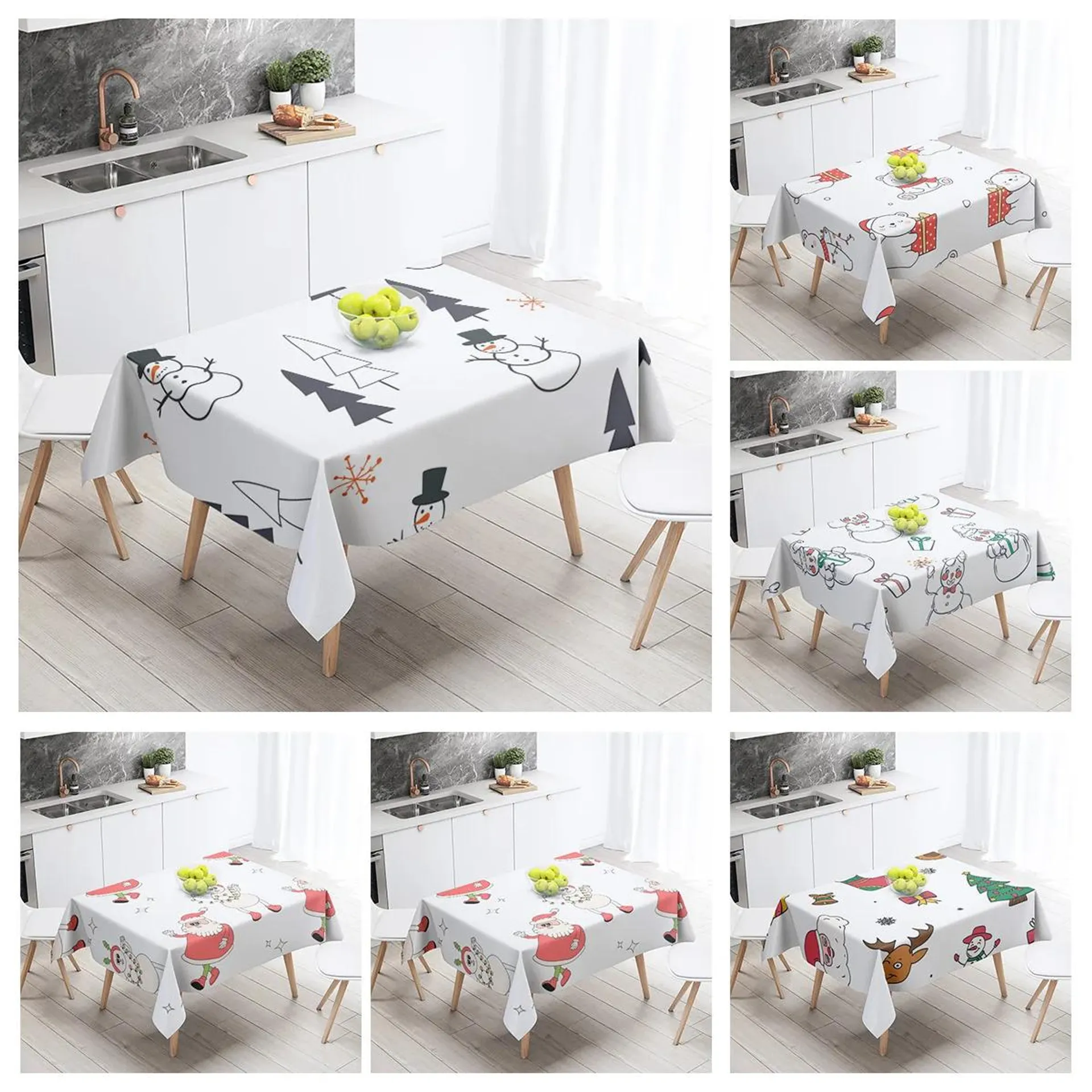 Home tablecloths dining decoration and rectangular table accessories waterproof cloth Anti-stain restaurant Merry Christmas