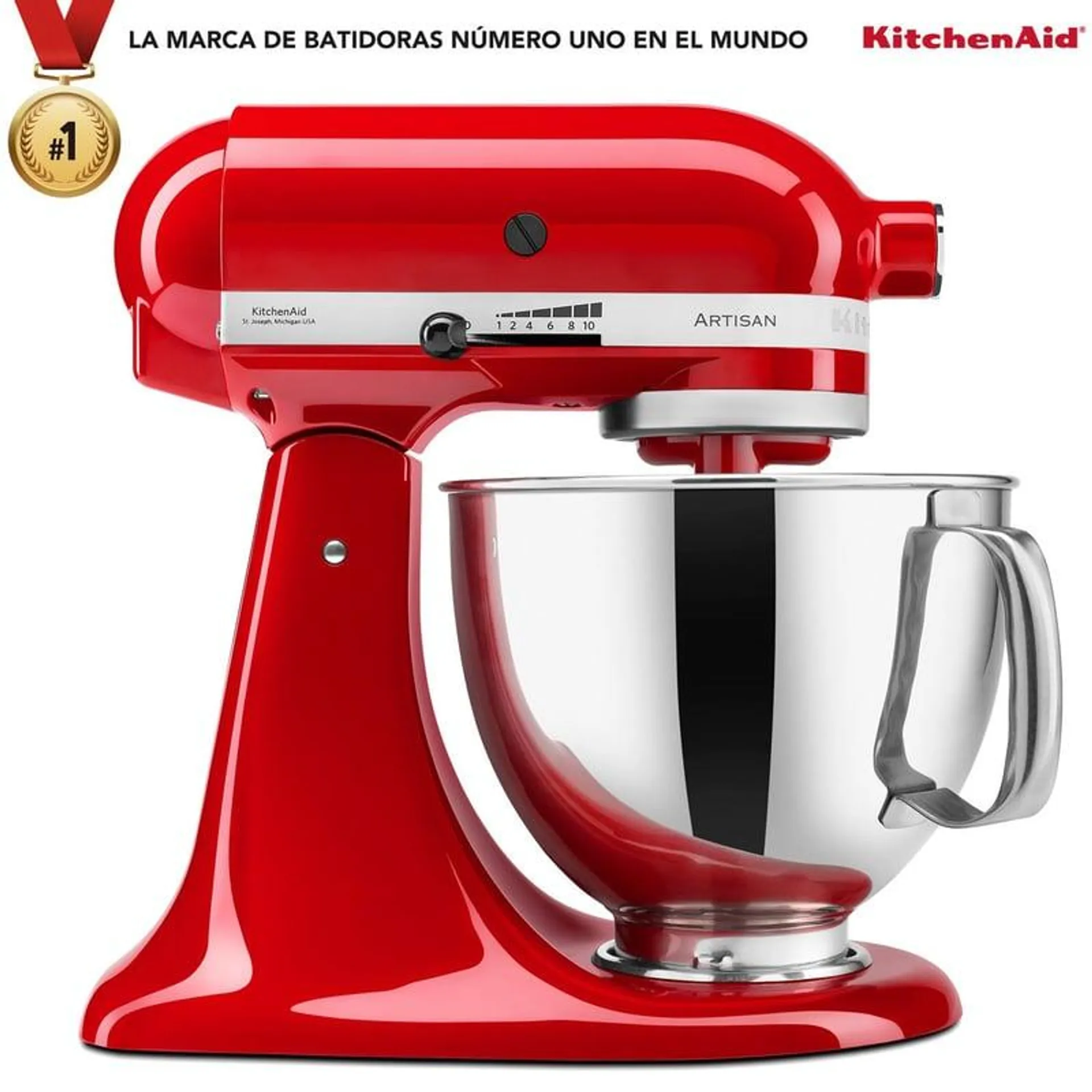 Batidora de Pedestal KitchenAid Artisan 4.7 lt Rojo 10 Velocidades 325W