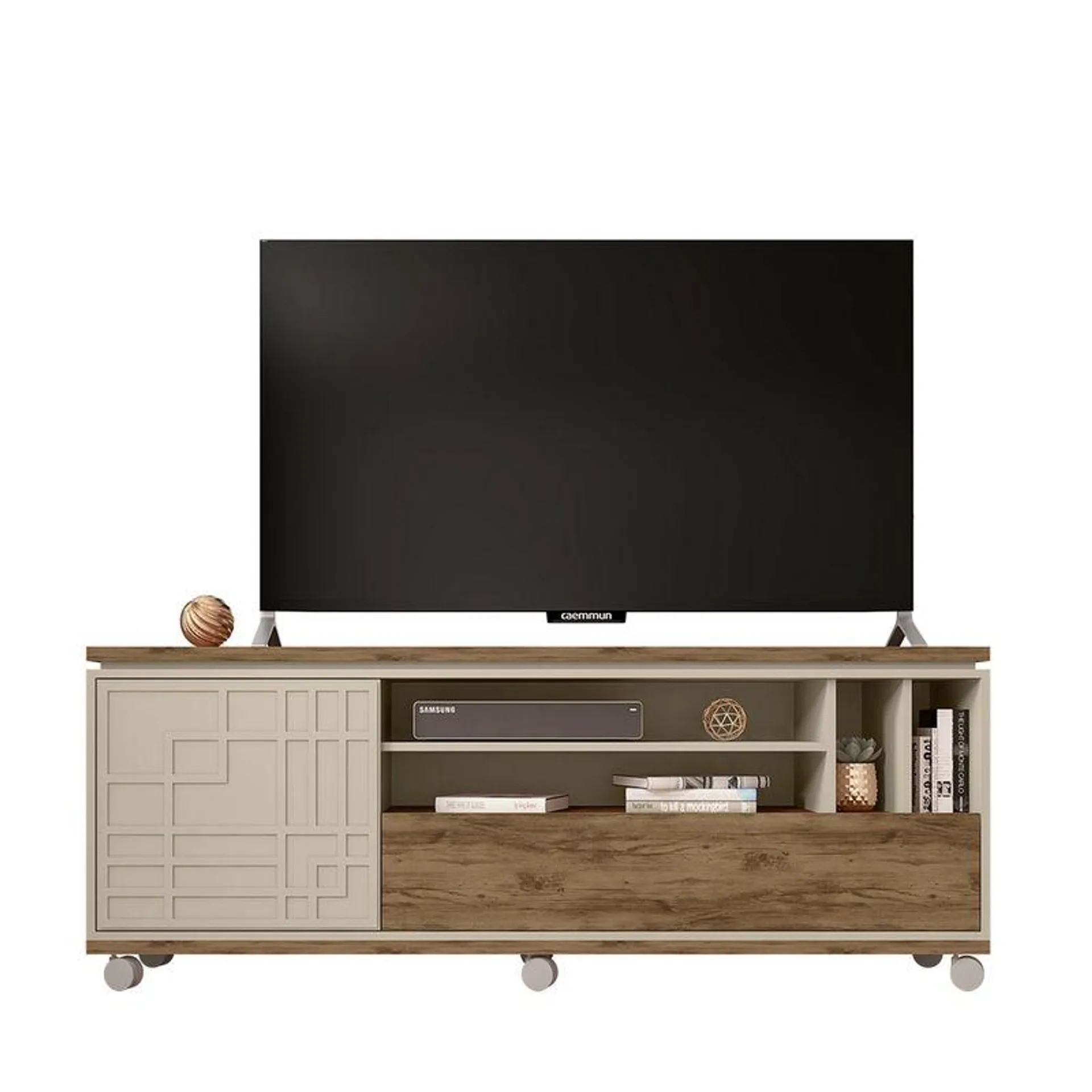 Carro Tv Form Mdf Jatoba/Off/White Hasta 65"