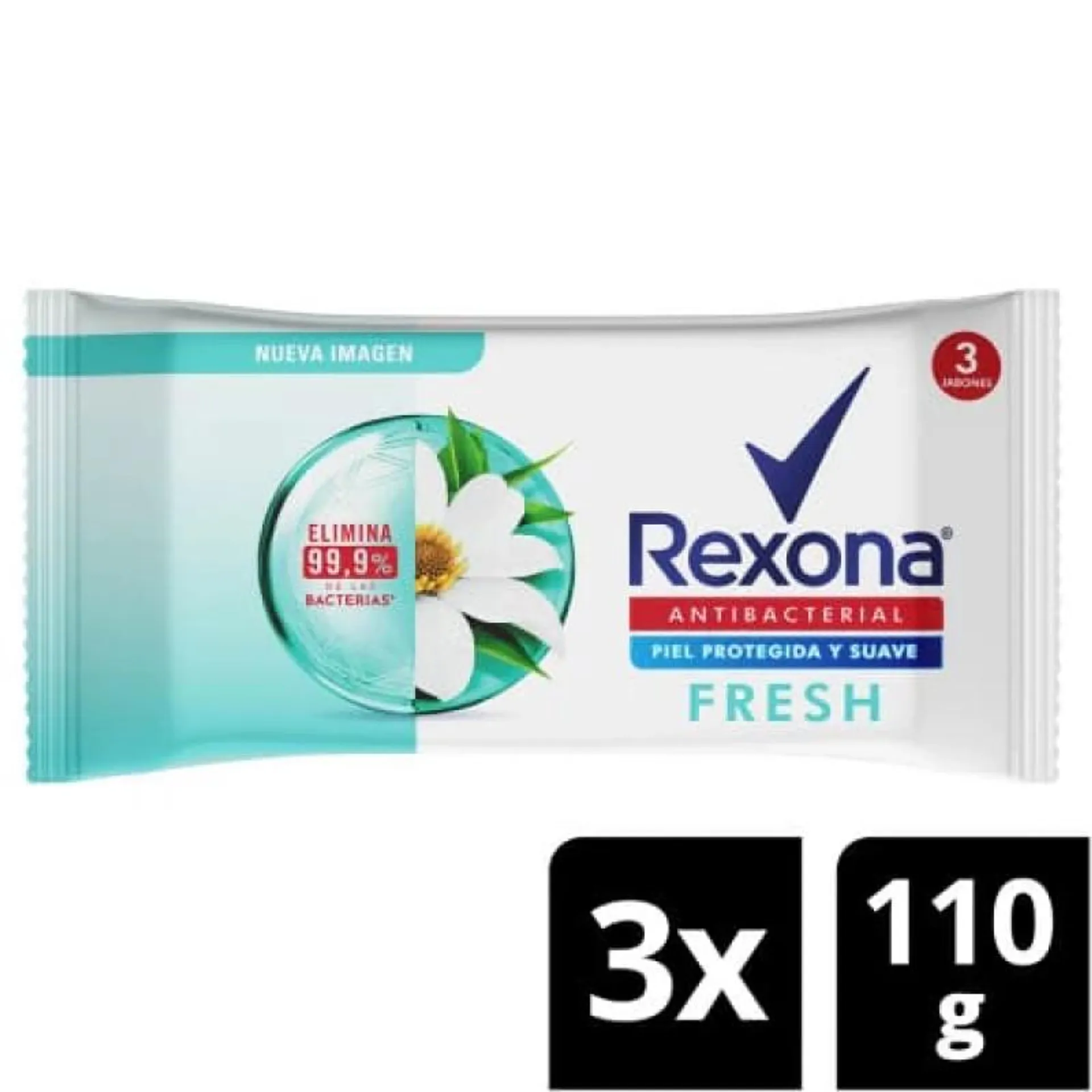 Jabon Rexona Antibacterial Frescura x 3 und x 330 g