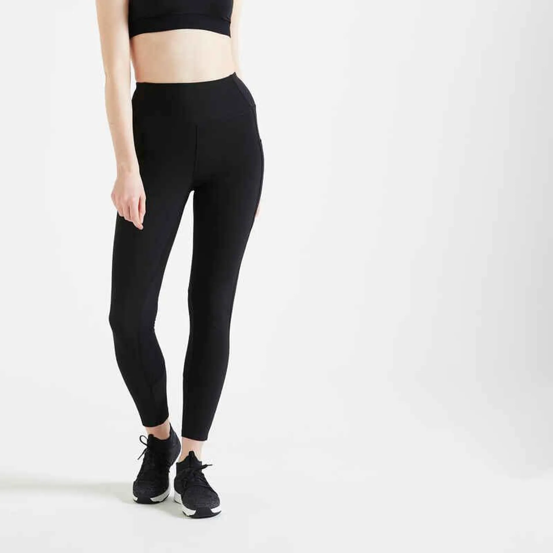 Leggings de fitness de talle alto para Mujer Domyos 100 negro