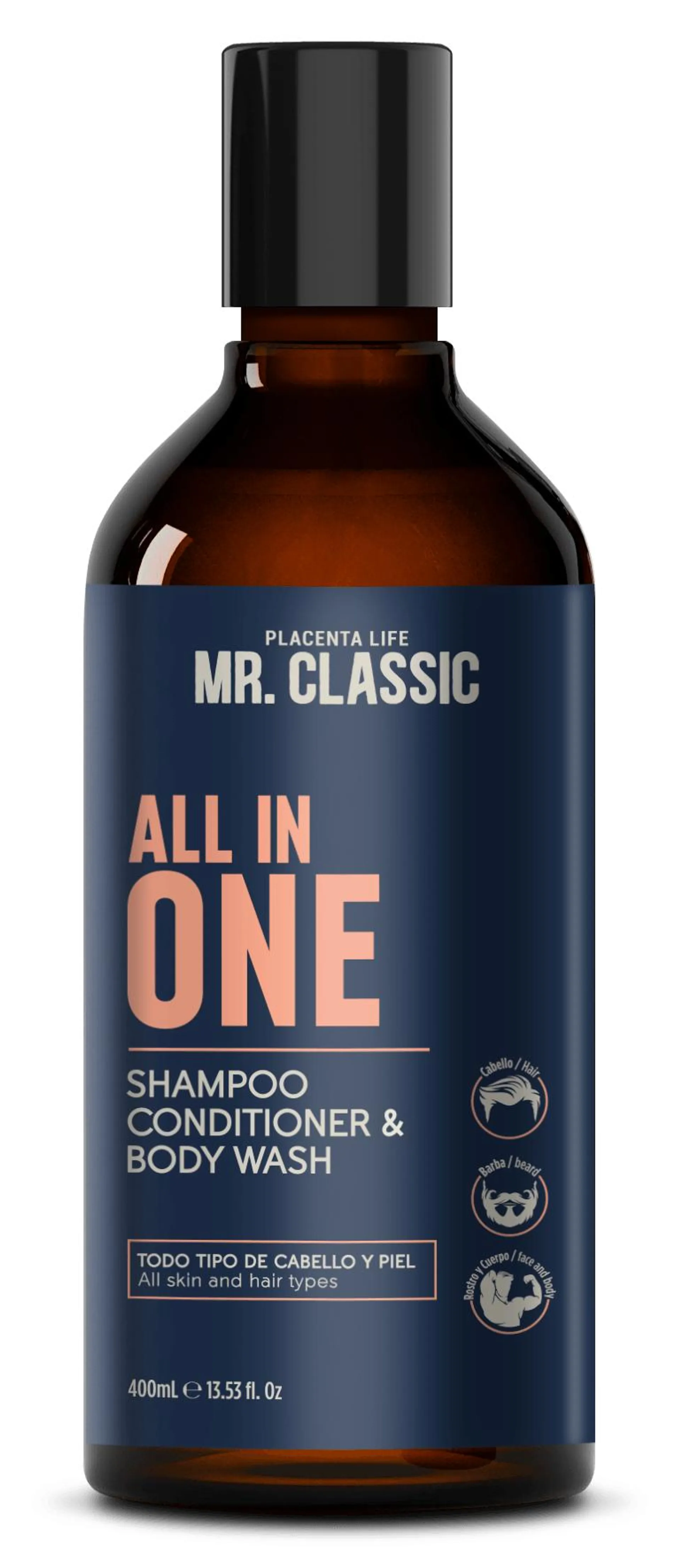 All In One Shampoo- Acondicionador -Gel de Baño Mr. Classic Men 400ml