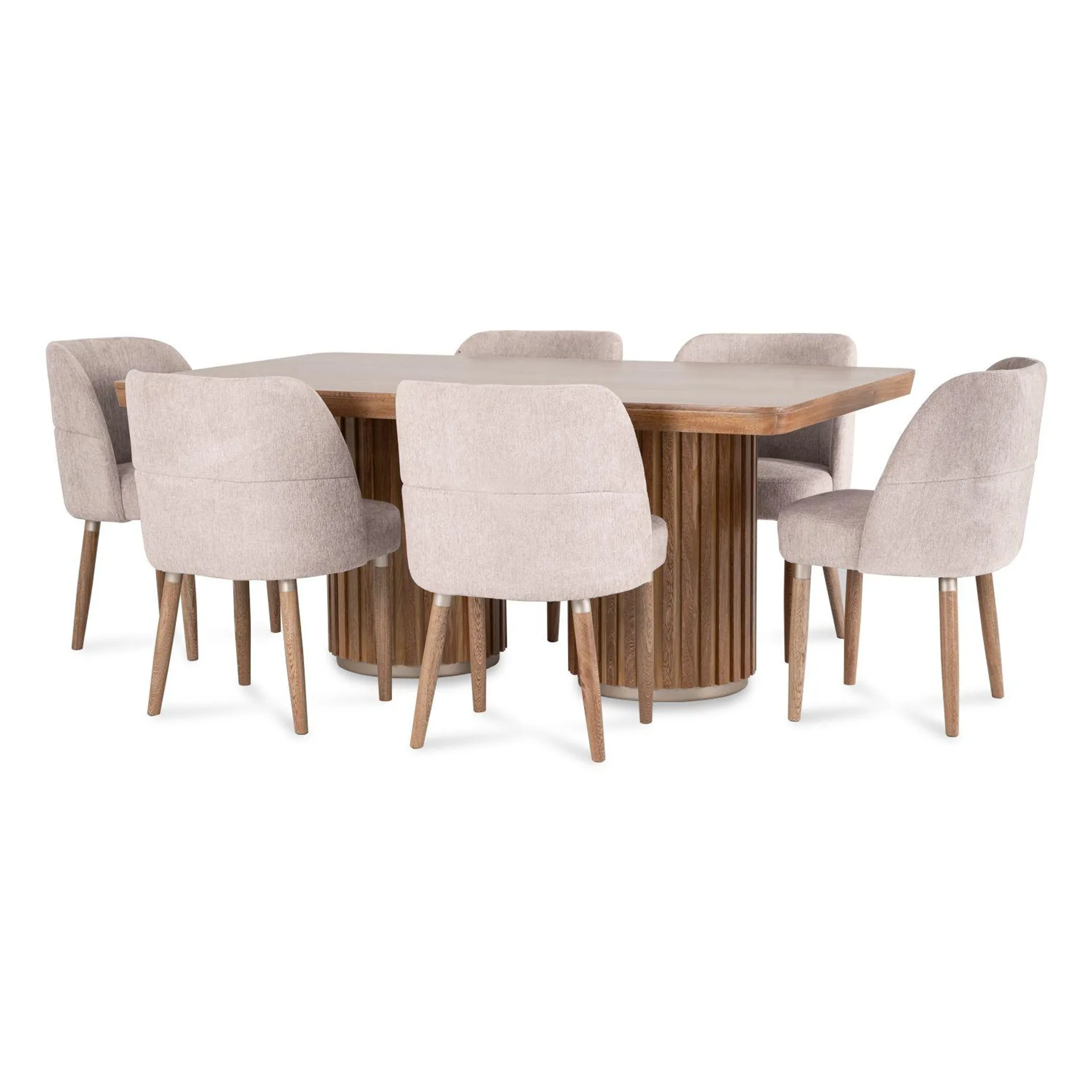 Comedor 6 Puestos Nicole Lino Yorkhome Beige, Natural