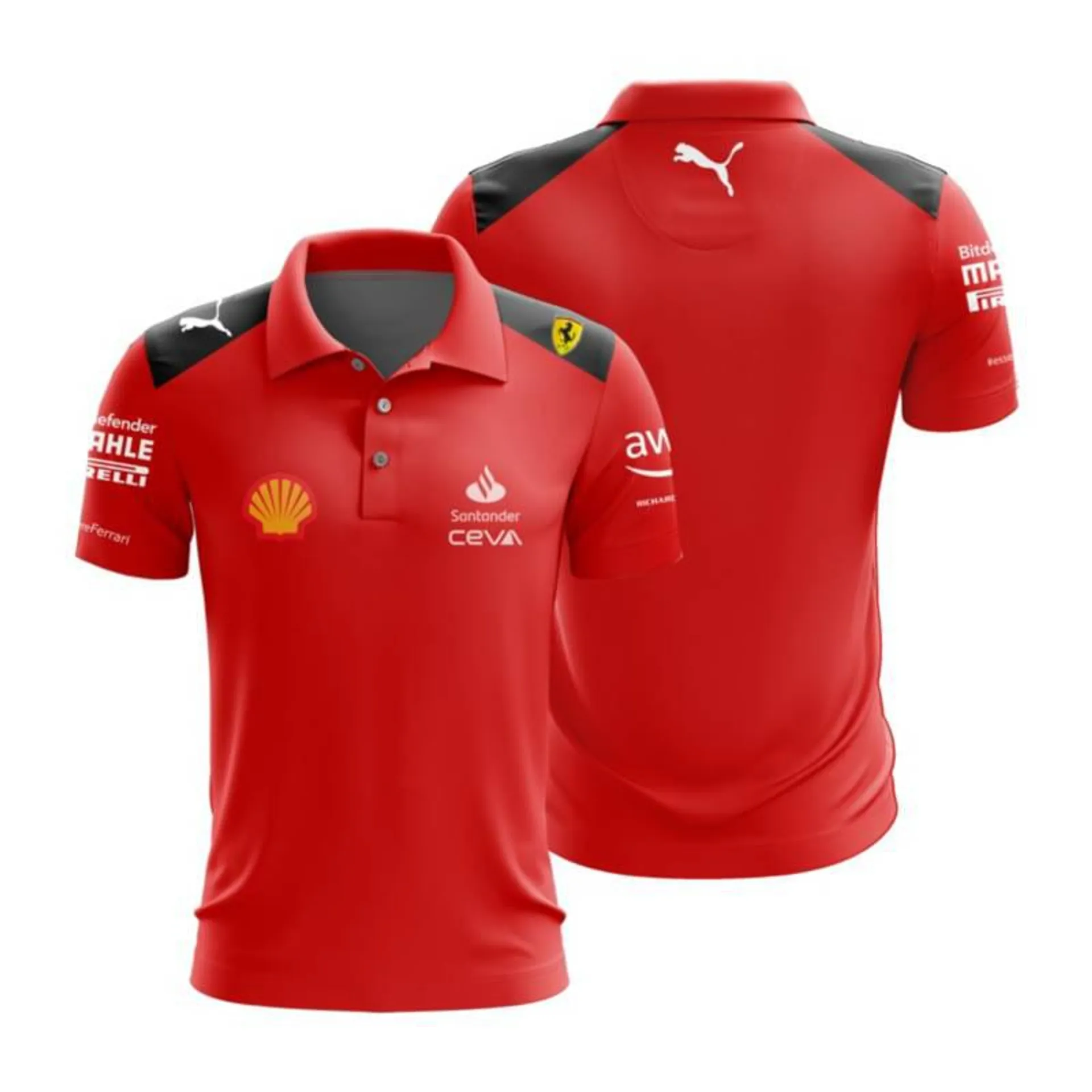 Camiseta Tipo Polo Para Hombre Formula 1 Ferrari