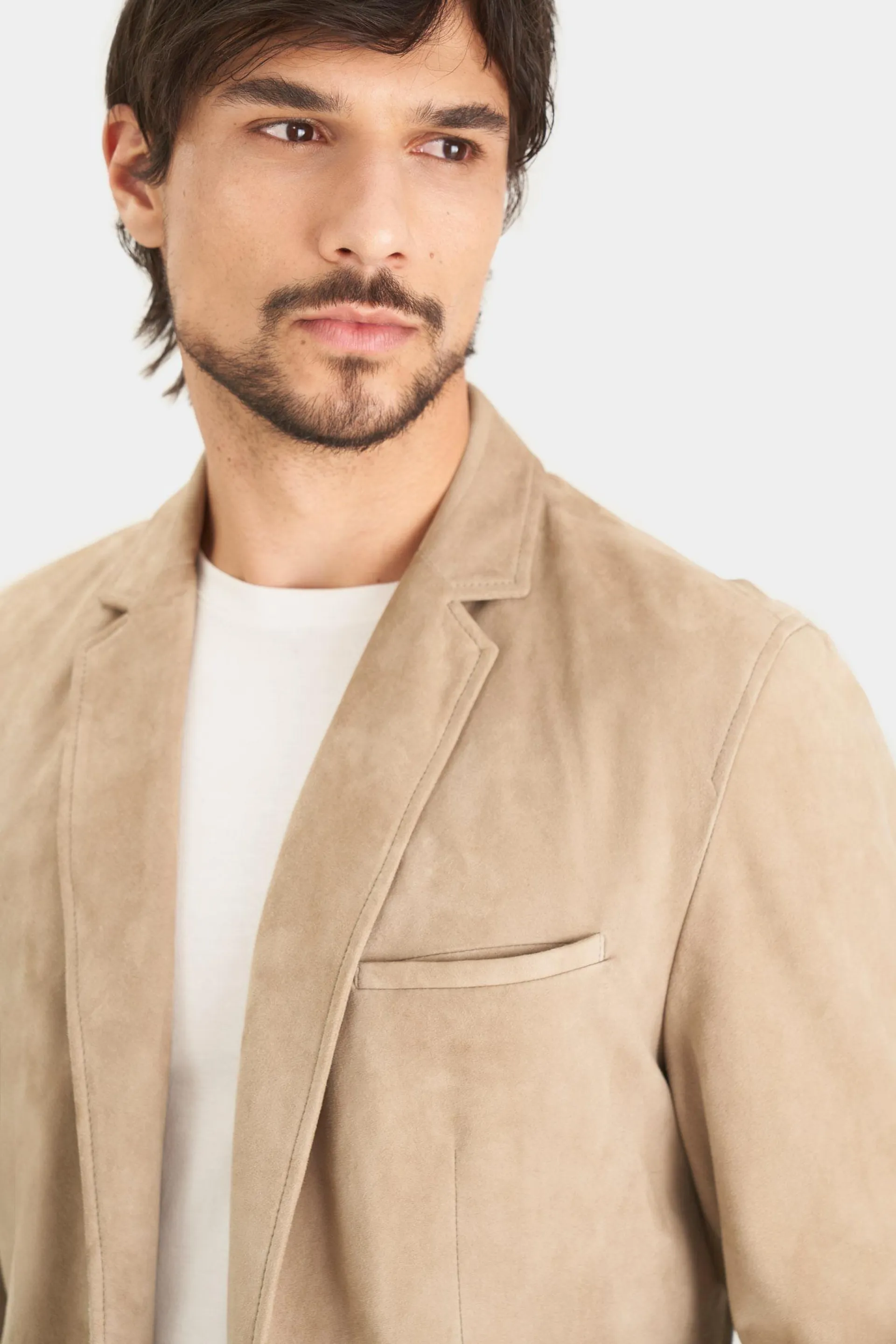 Blazer niger de gamuza para hombre fit semi ajustado