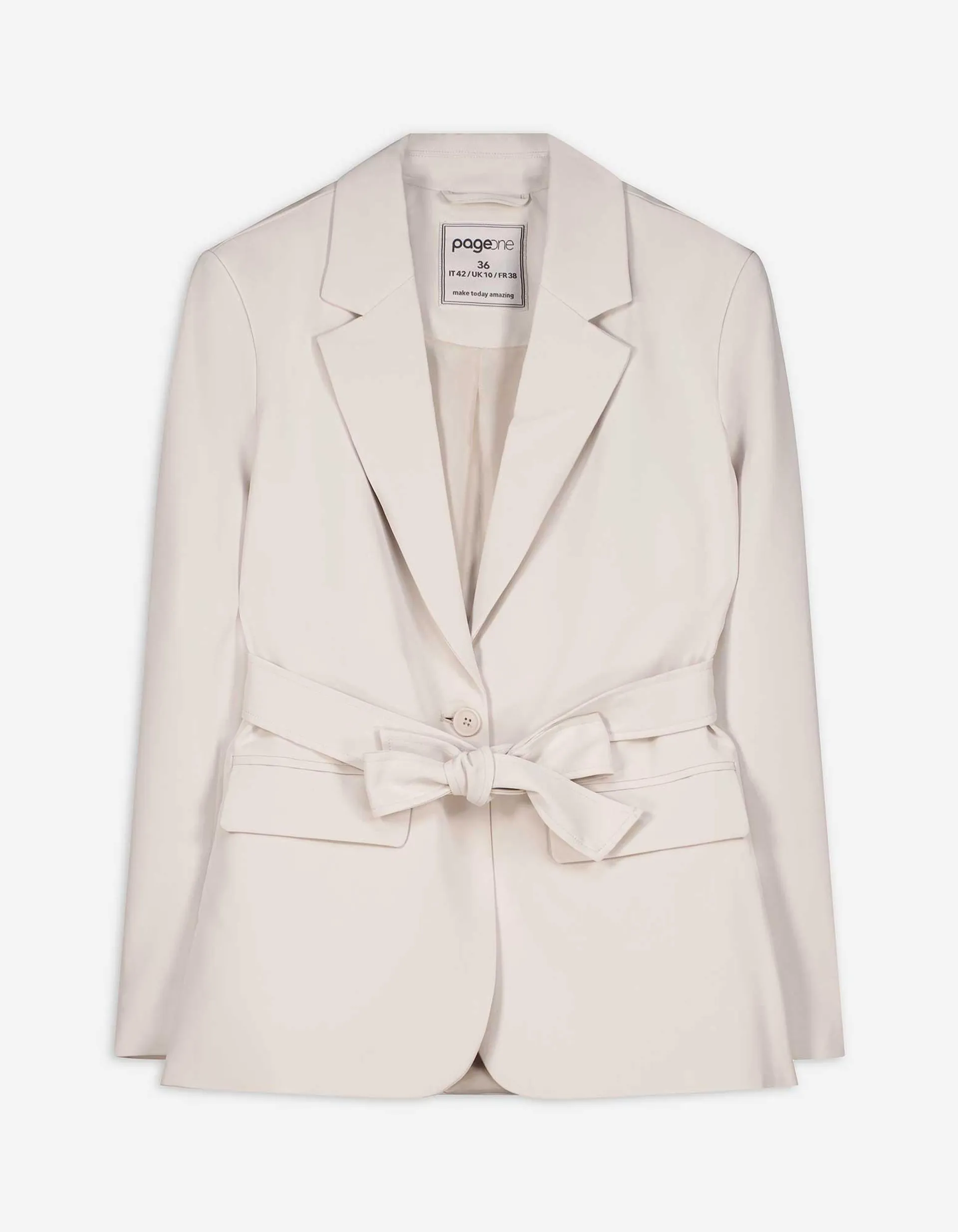 Blazer - Bindegürtel - beige