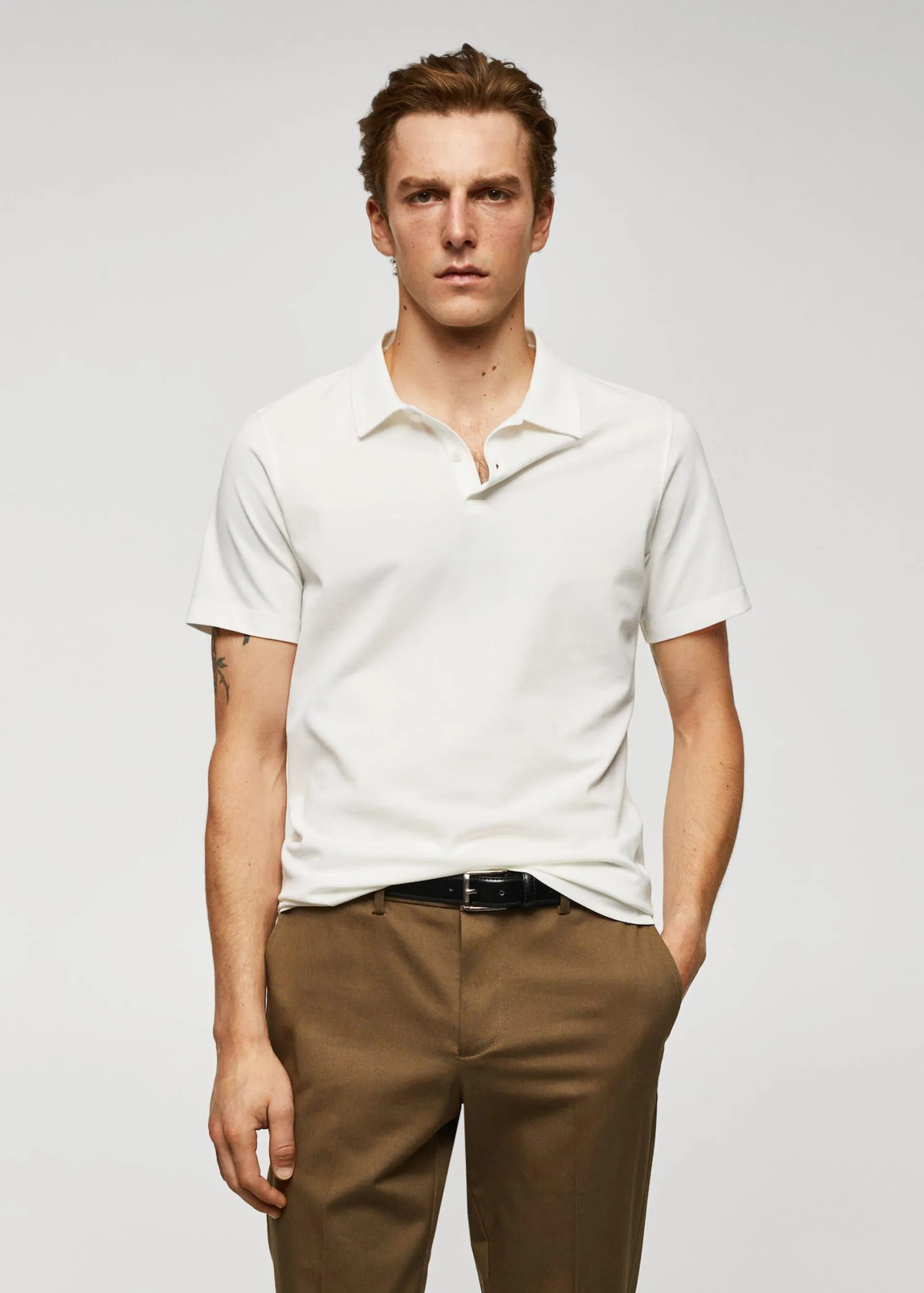 Bavlněné tričko polo slim-fit s texturou