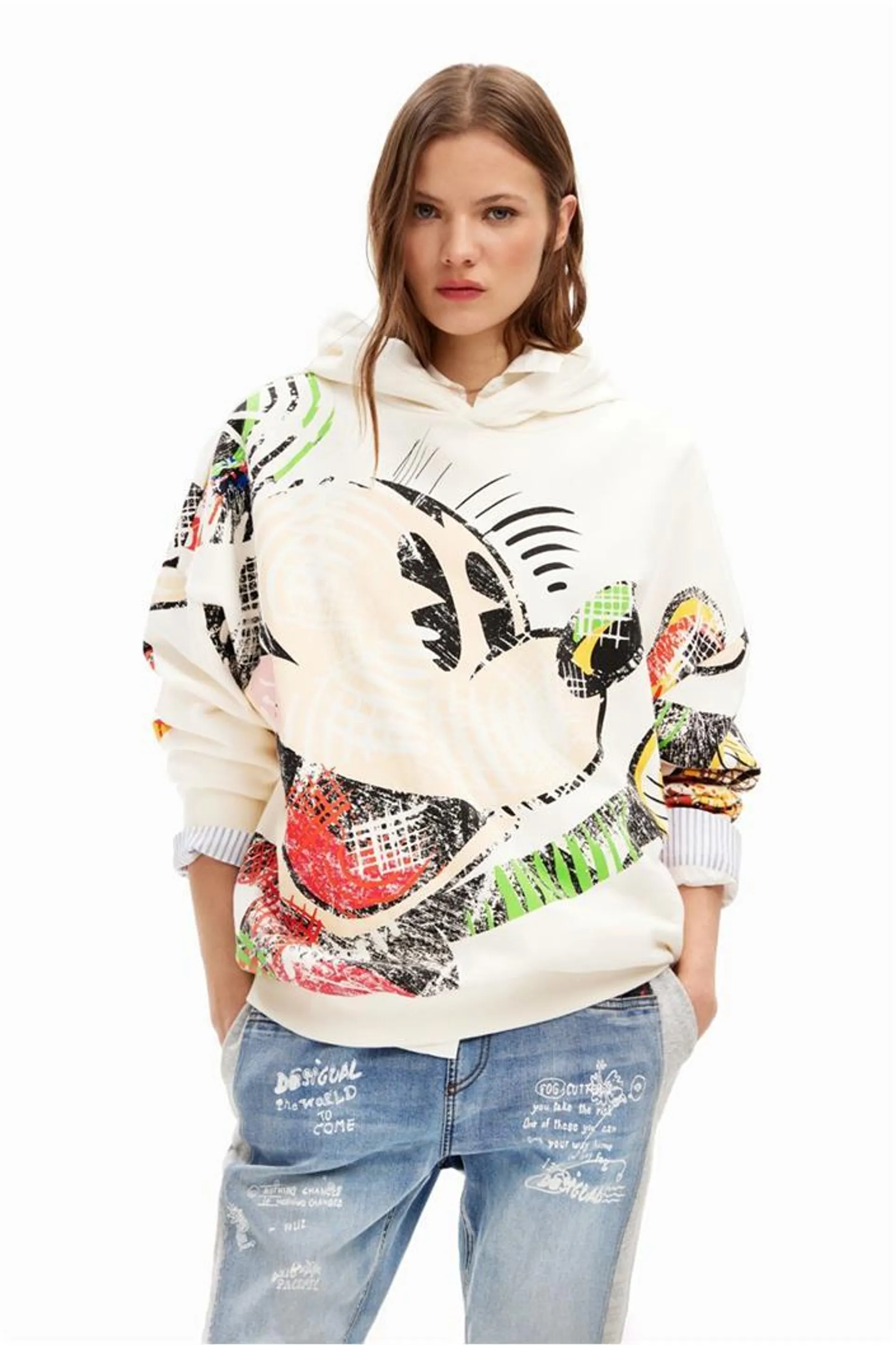 mikina Desigual Mickey Cubist Lacr crudo