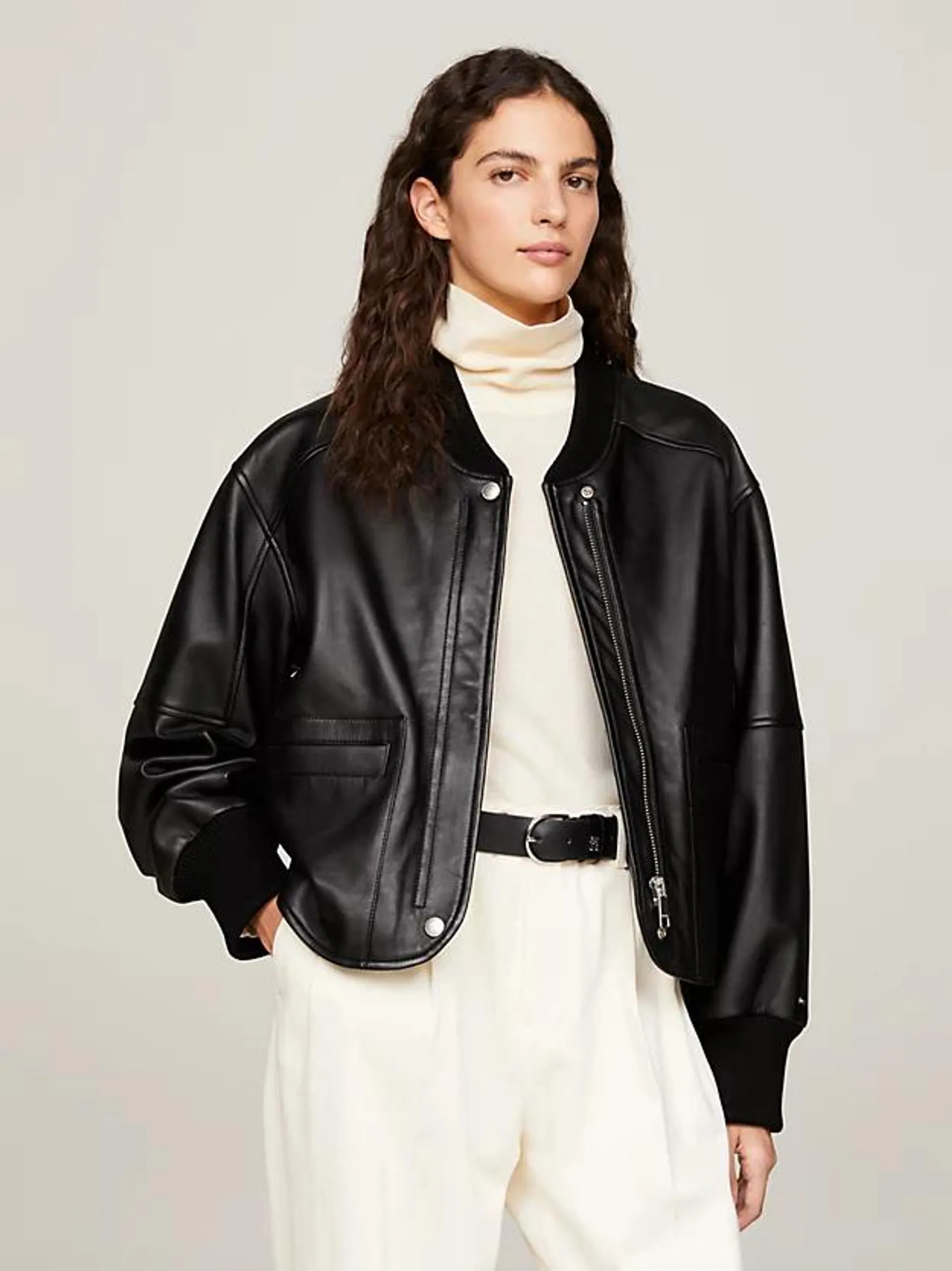 Leather Panel Bomber Jacket