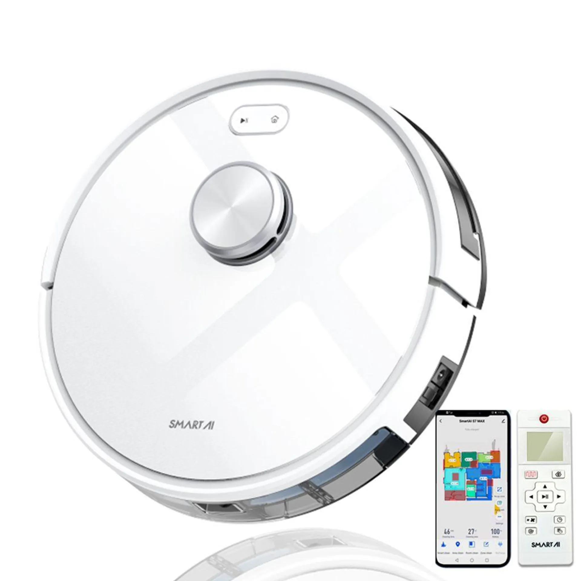 Robotický vysavač S7 Max Mopping Robot Vacuum Cleaner Robot LDS, inteligentní navigace, aplikace, sací výkon 4000 Pa, HEPA filtr, ochrana proti pádu, vyloučené zóny, ochrana nábytku, režim šeptání, detekce koberců, na zvířecí chlupy