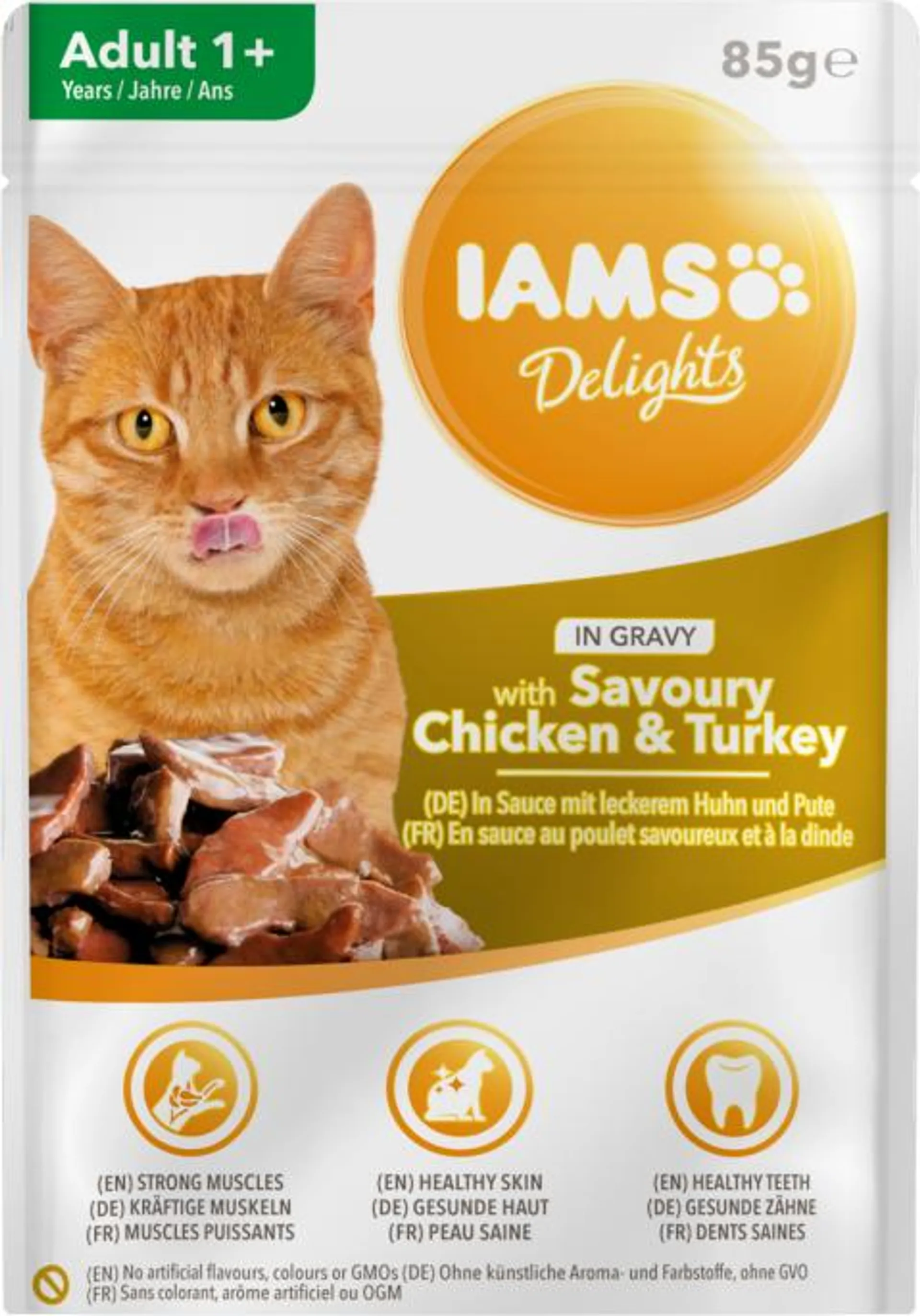 Kapsička IAMS cat delights chicken & turkey in gravy 85g