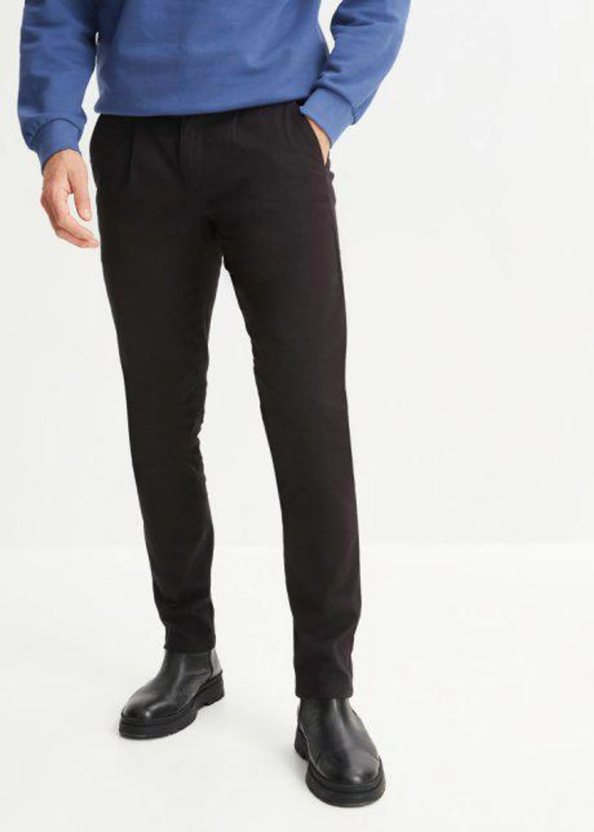 Pantaloni chino elasticizzati con pinces regular fit, straight
