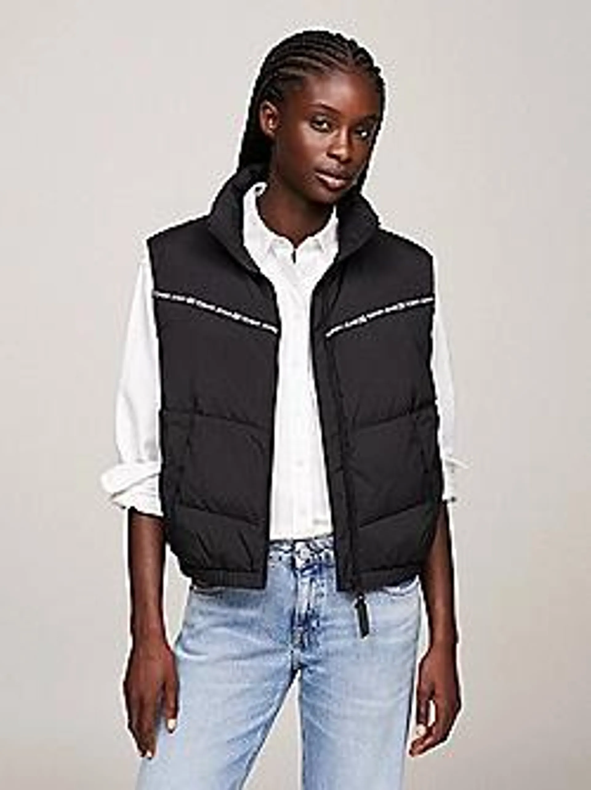 Quilted Logo Tape Puffer Vest