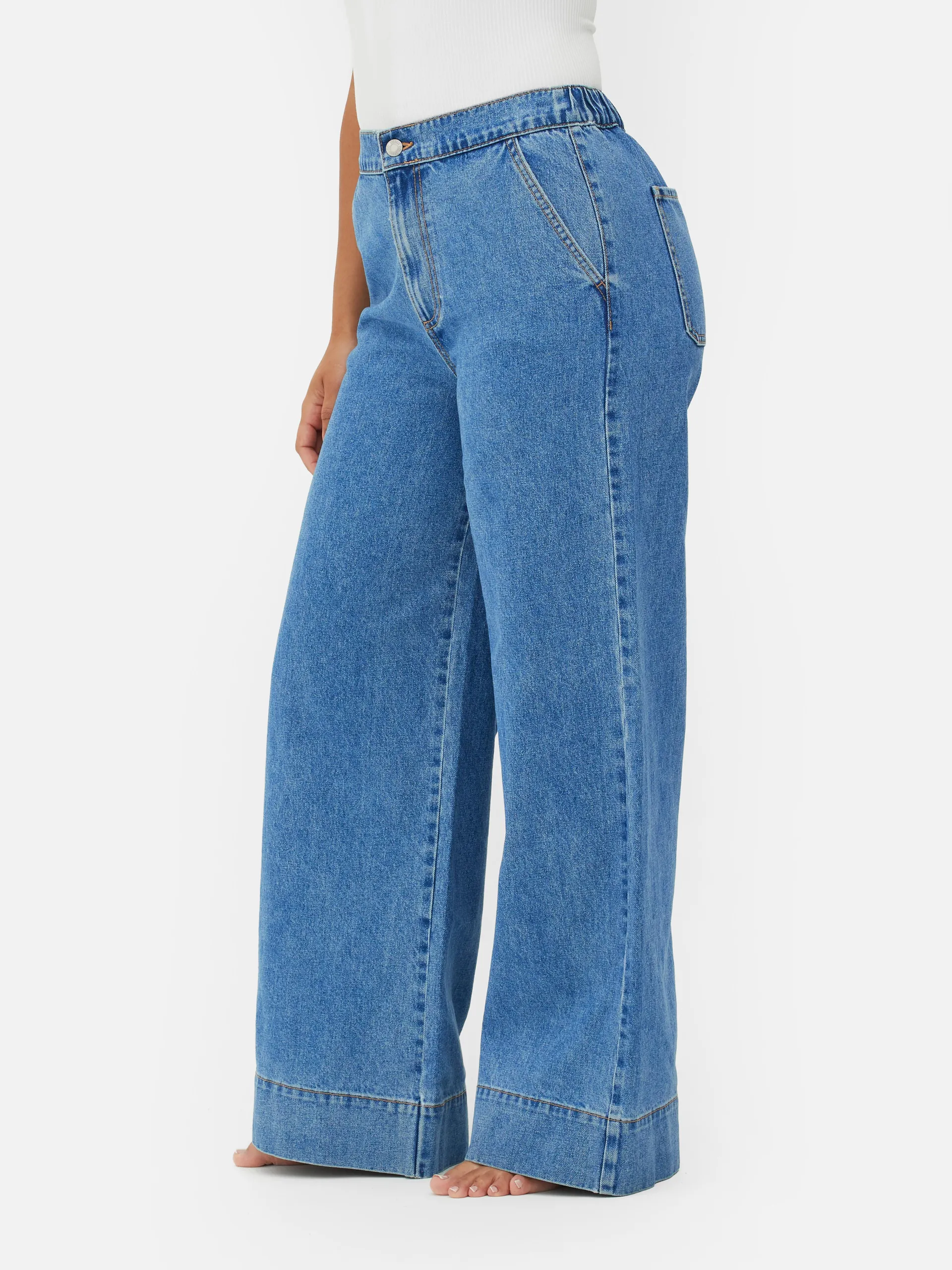 Elasticated Wide Leg Jeans