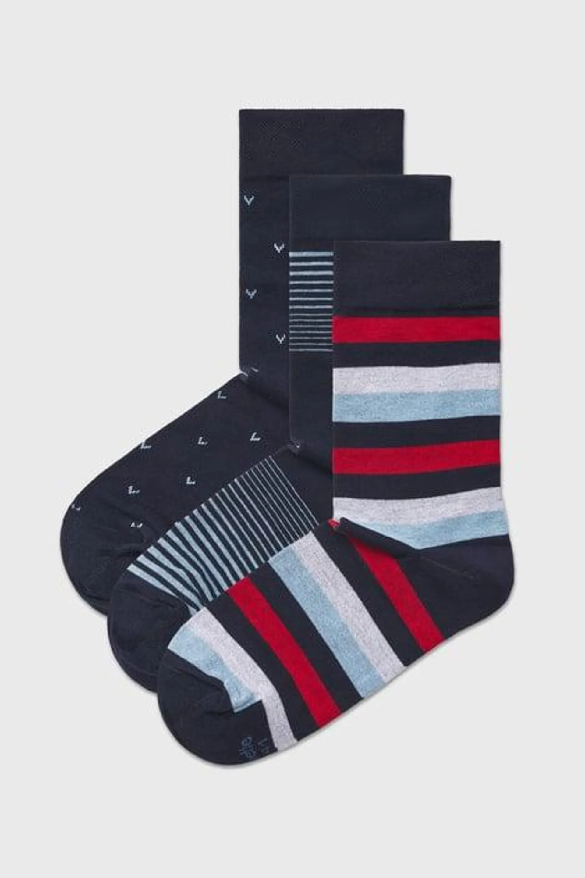 3PACK Ponožky Stripe vysoké - vícebarevná